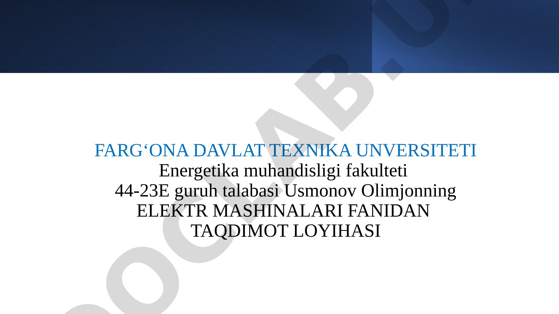 Elektr mashinalarining ishga tushirish usullari va qurilmalari