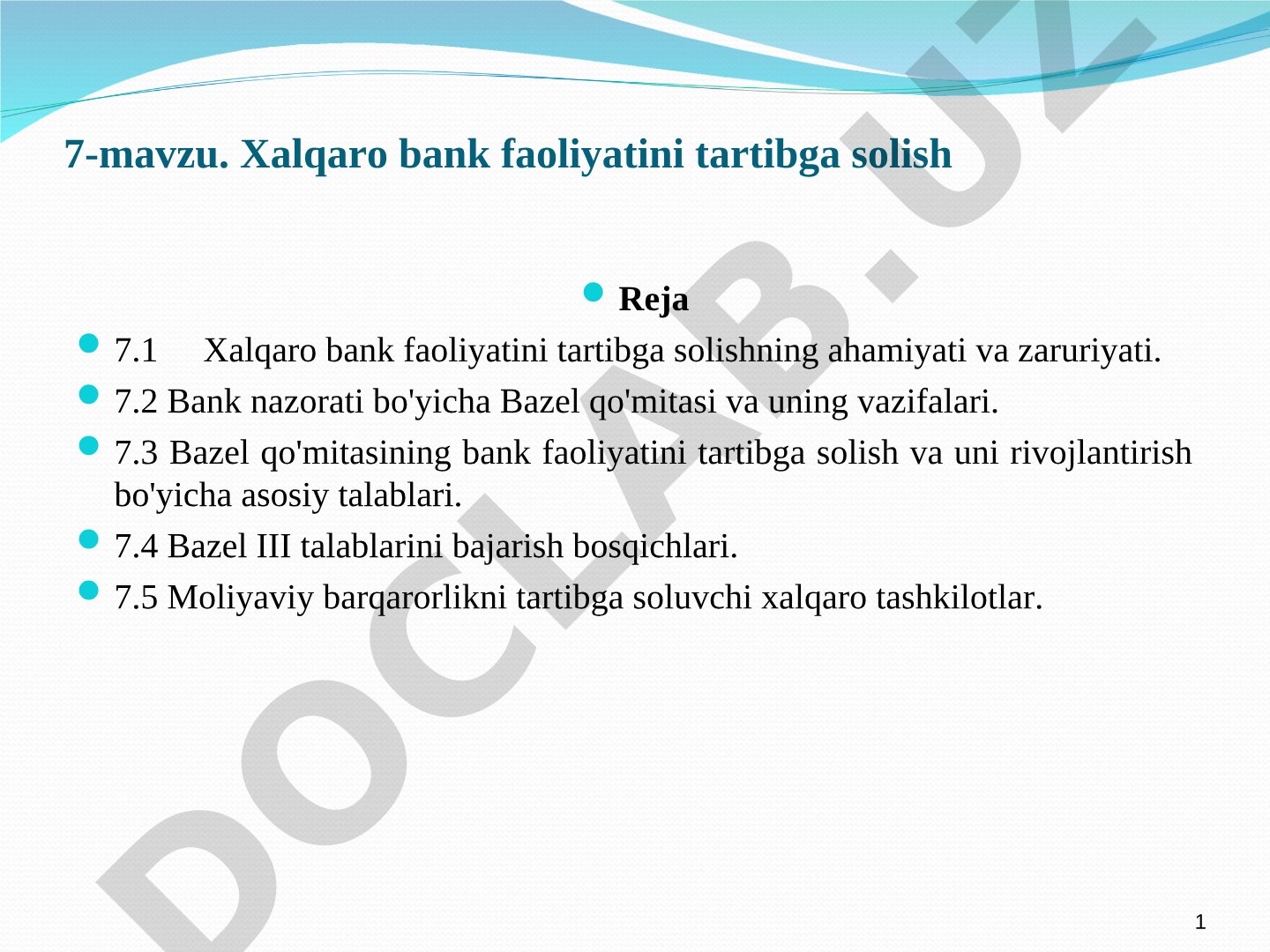 Xalqaro bank faoliyatini tartibga solish