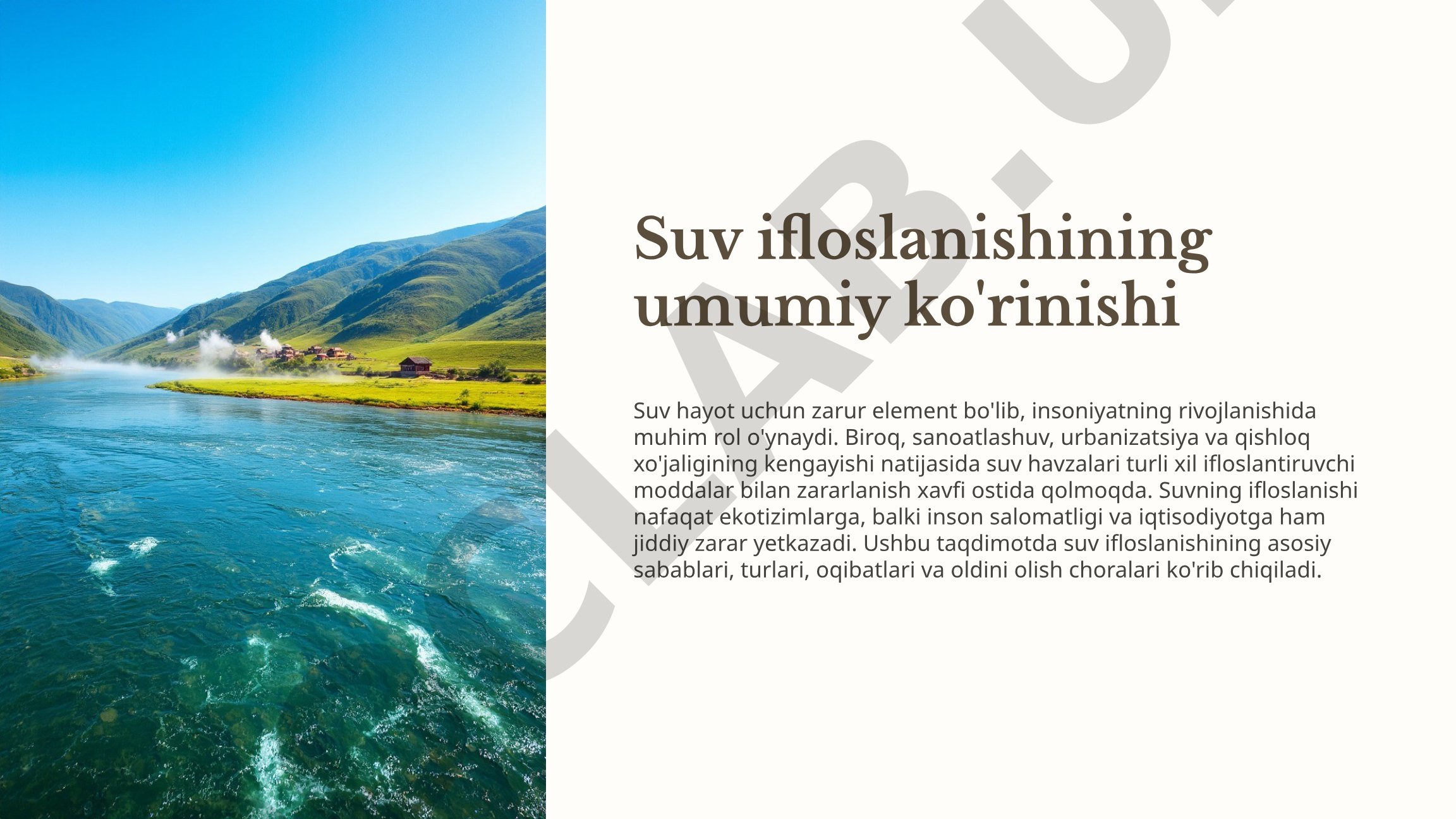 Suv ifloslanishining umumiy ko'rinishi