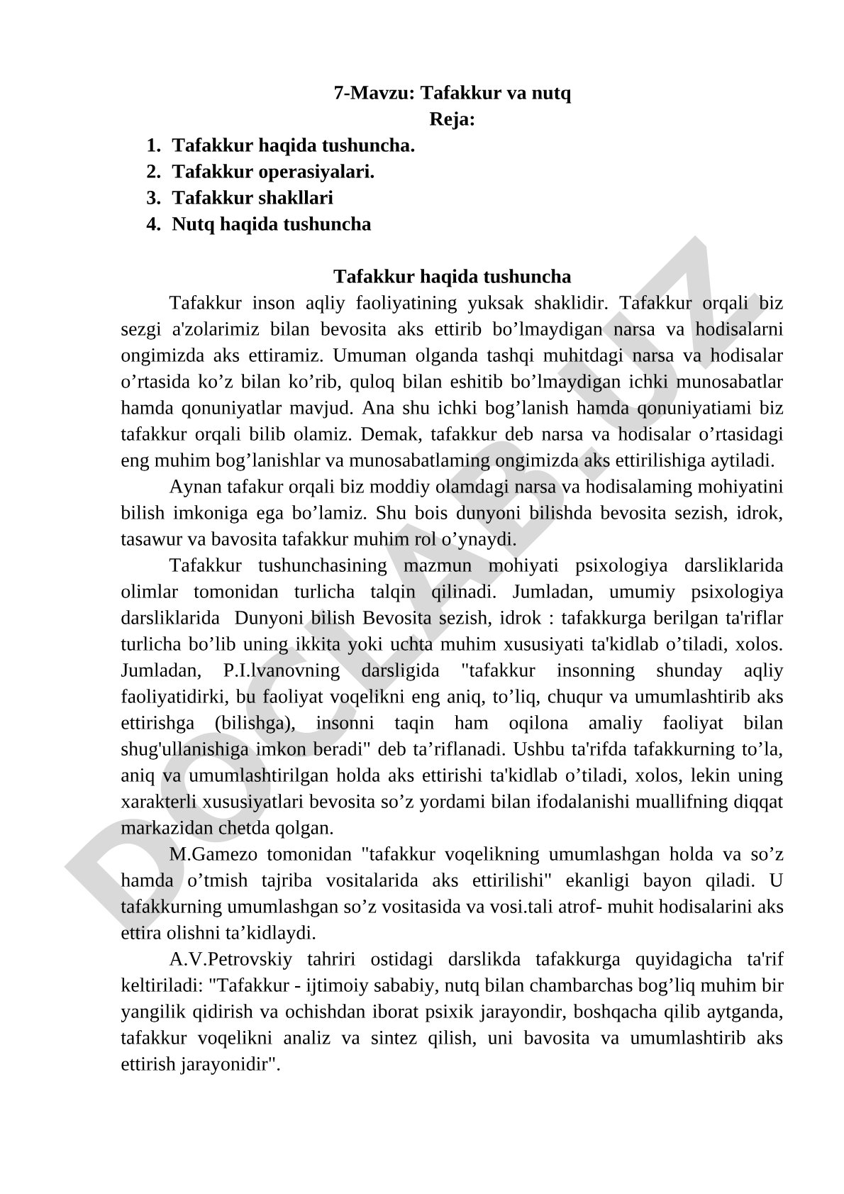 Tafakkur va nutq