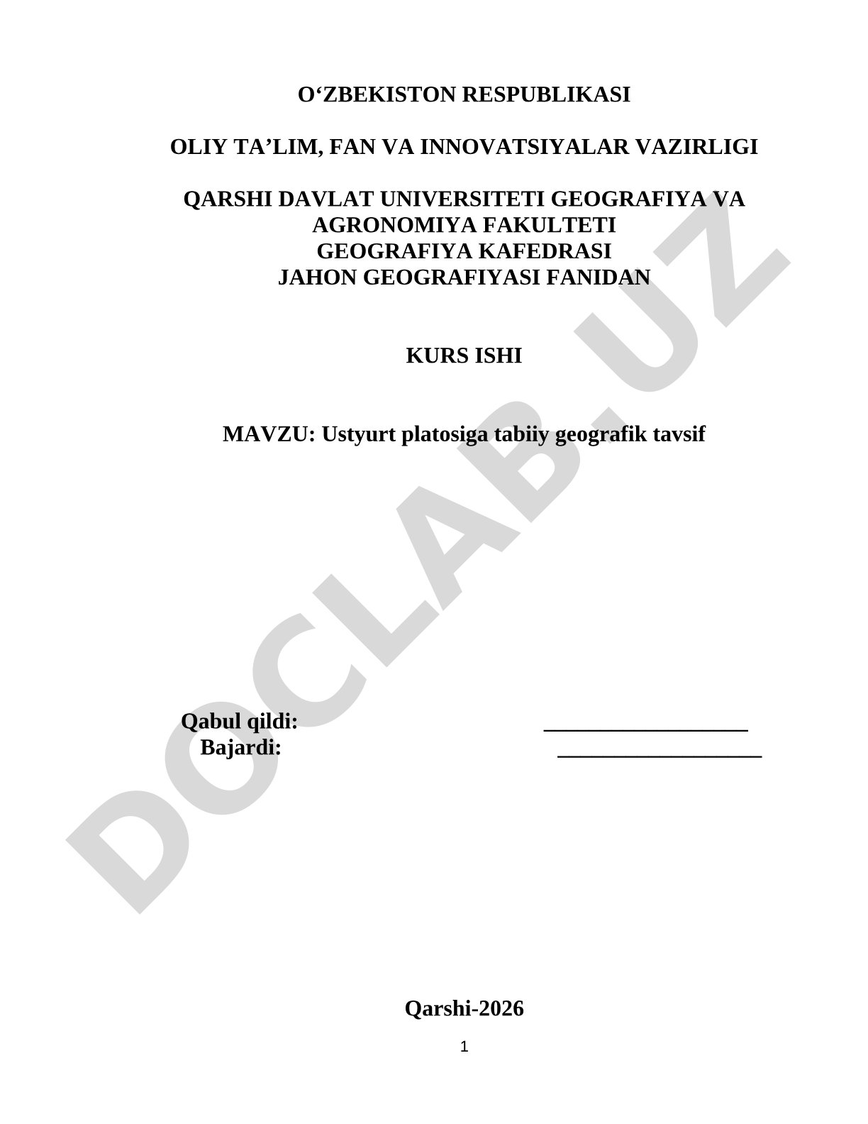 Ustyurt platosiga tabiiy geografik tavsif