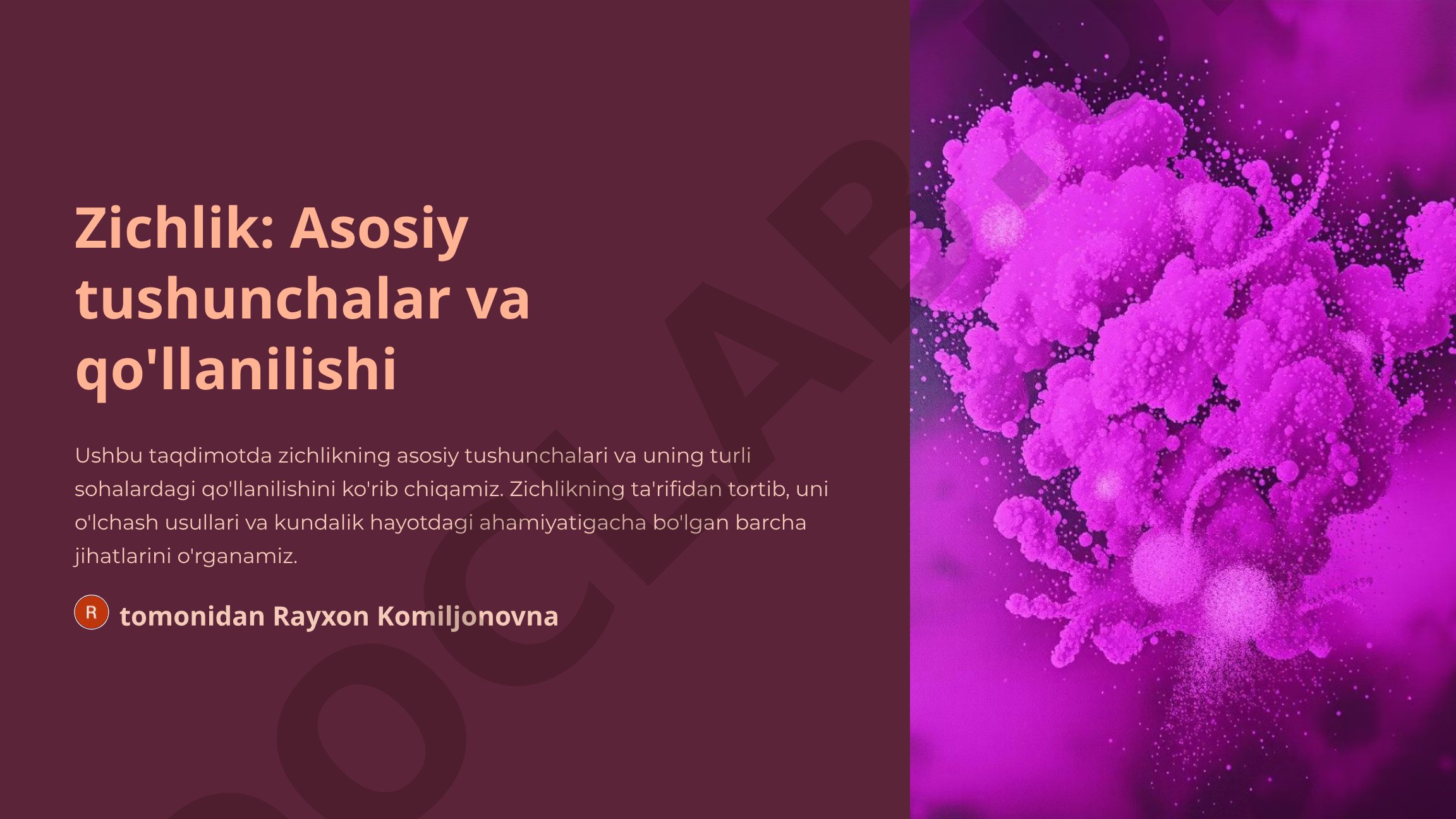 Zichlik: Asosiy tushunchalar va qo'llanilishi