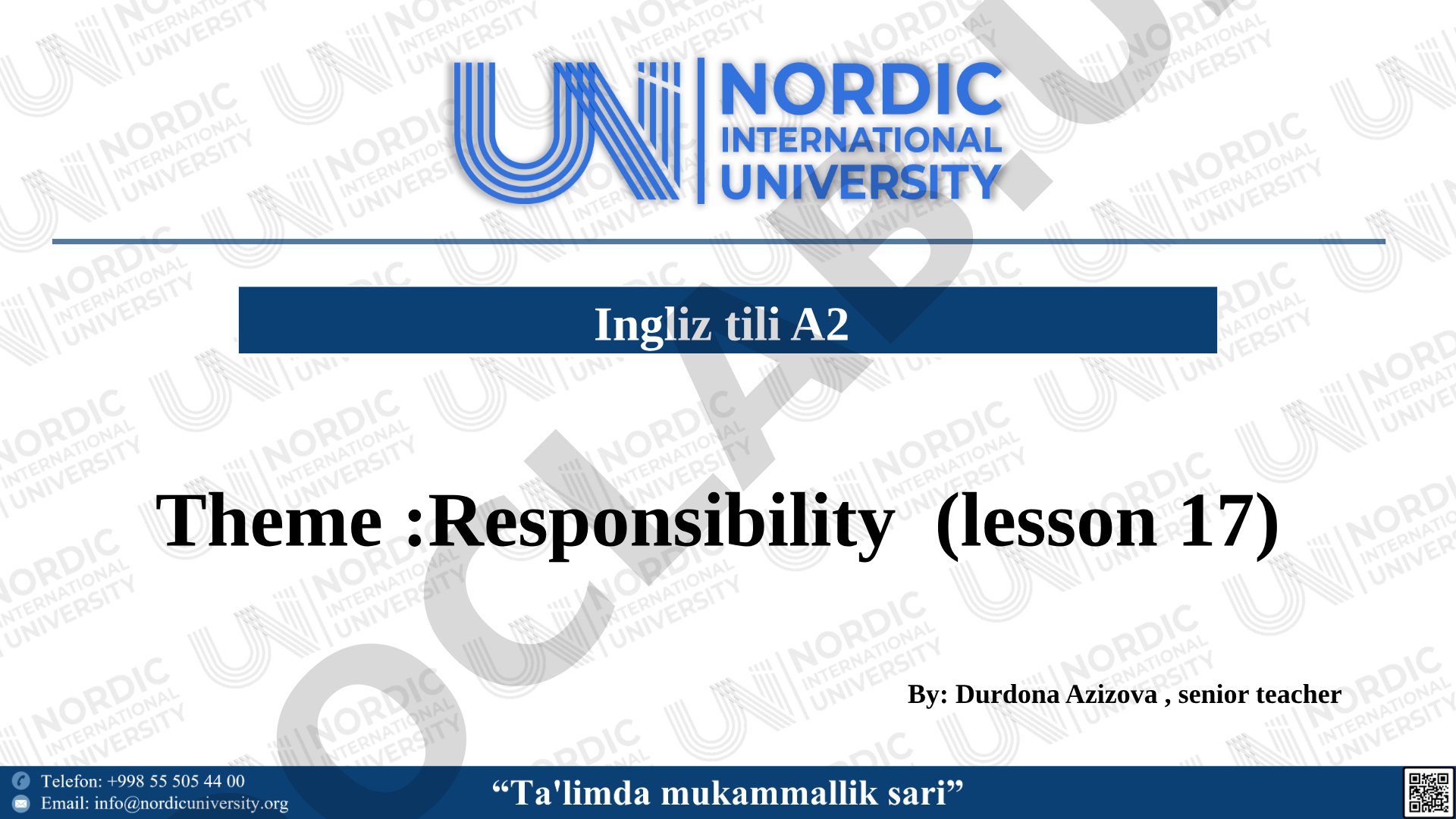 Responsibility (lesson 17)