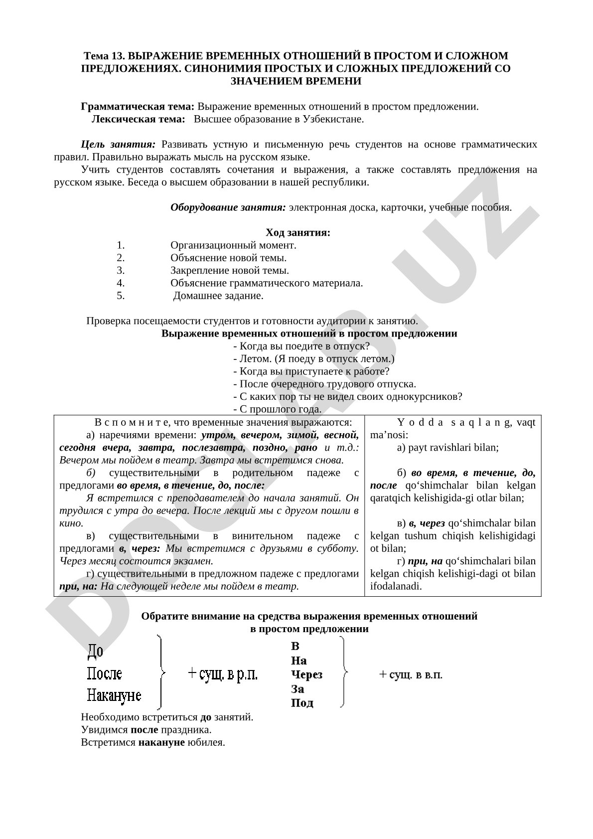 Выражение временных отношений в простом и сложном предложениях. Синонимия простых и сложных предложений со значением времени