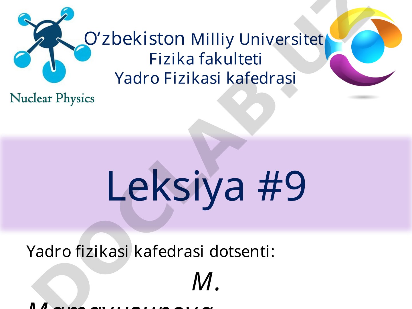 Yadro va elementar zarralar fizikasi Radioaktivlik