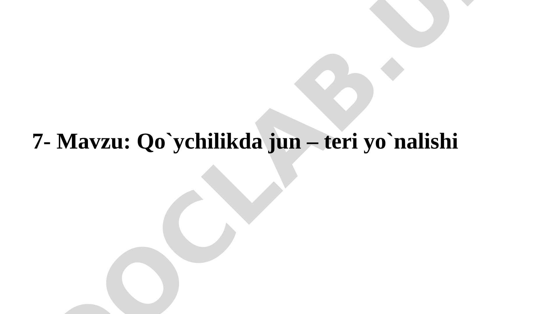 Qo`ychilikda jun – teri yo`nalishi