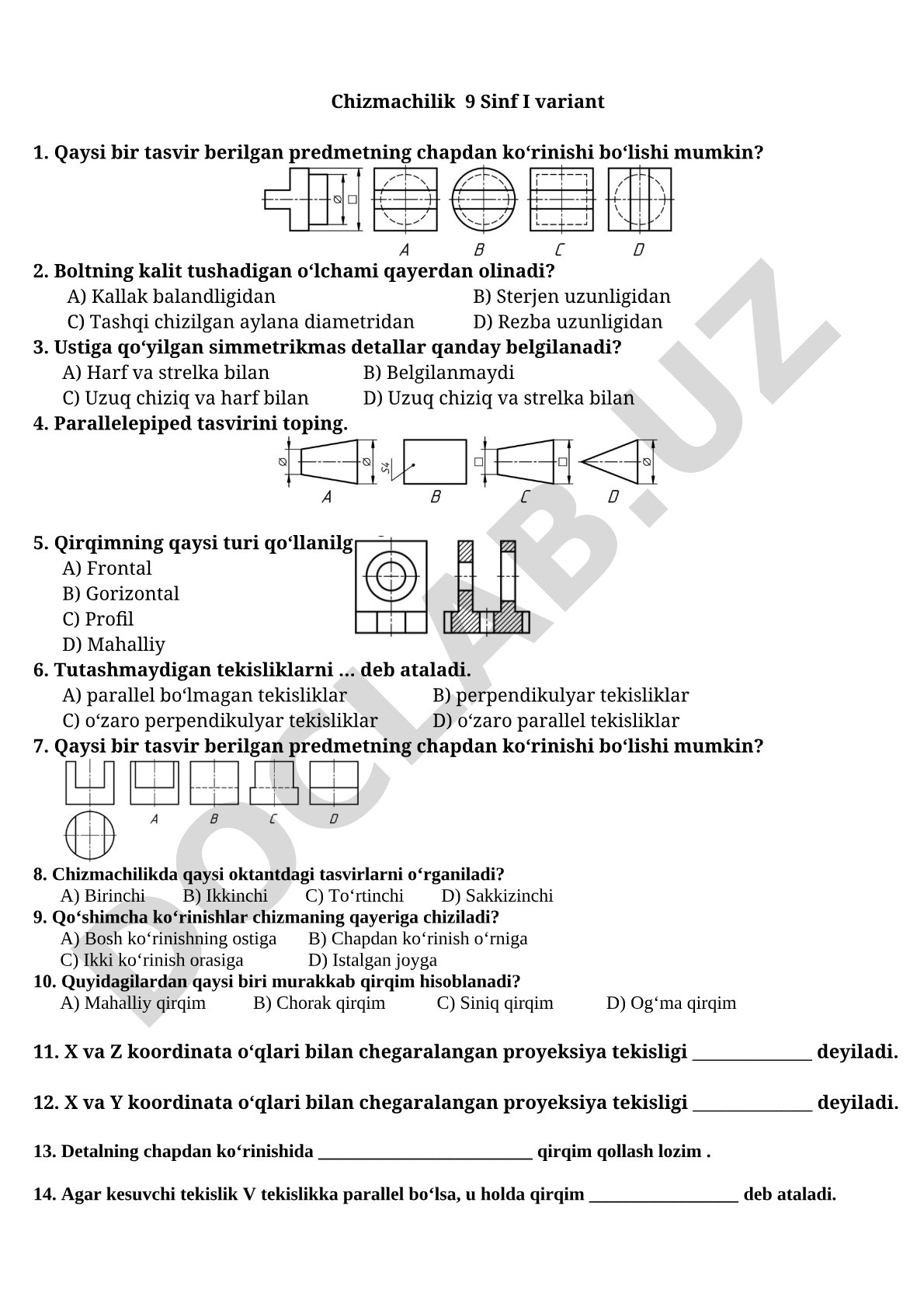 Chizmachilik 9 Sinf I variant