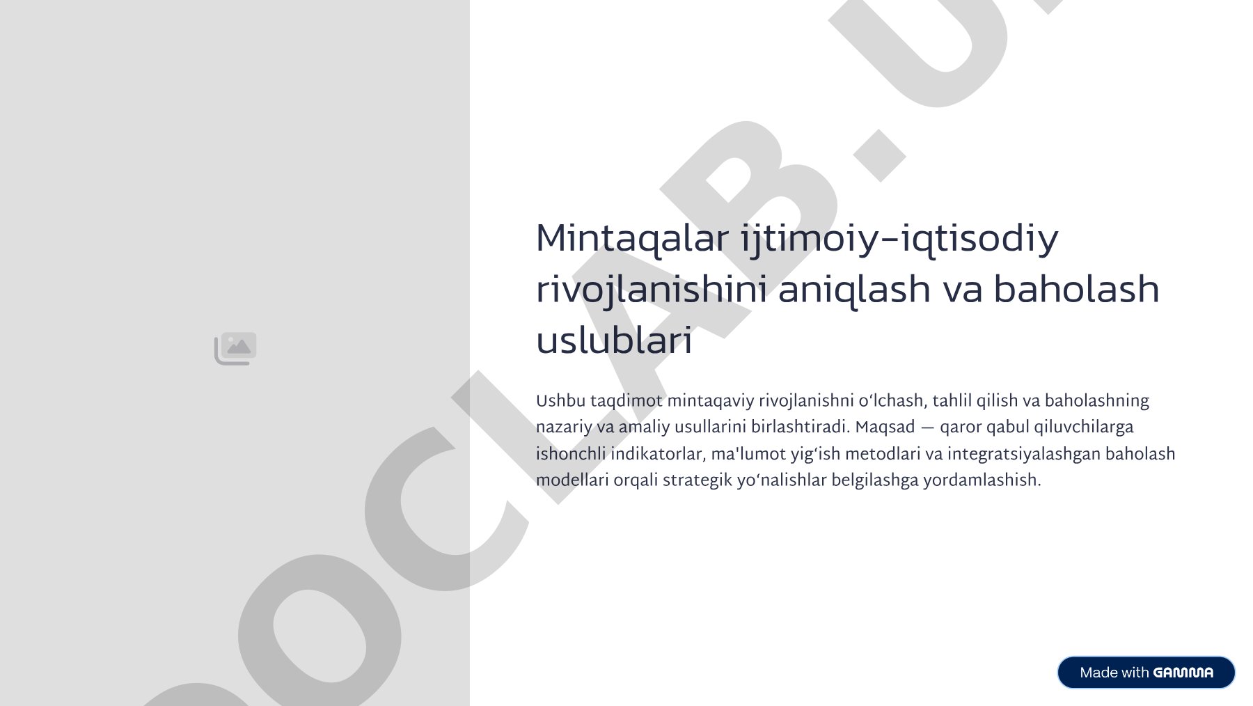 Mintaqalar ijtimoiy-iqtisodiy rivojlanishini aniqlash va baholash uslublari