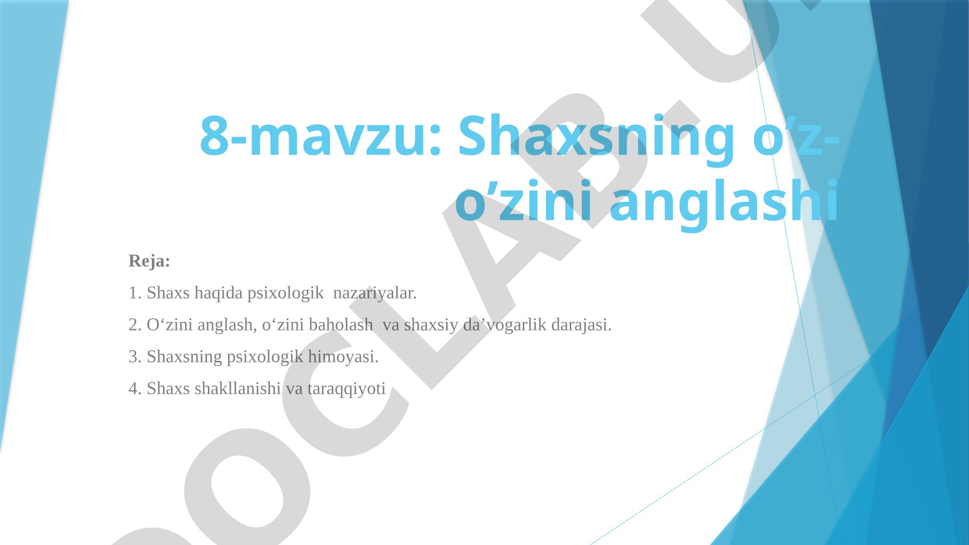 Shaxsning o’z-o’zini anglashi