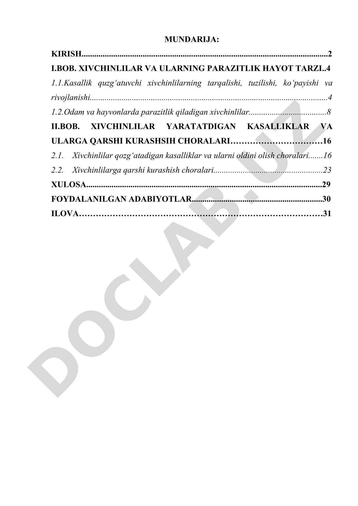 Xivchinlilar va ularning parazitlik hayot tarzi