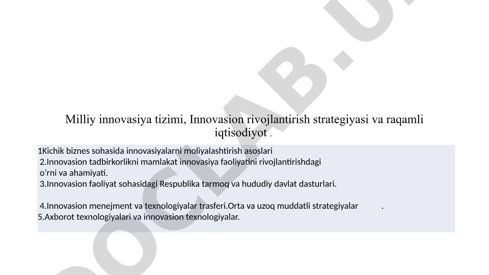 Milliy innovasiya tizimi va raqamli iqtisodiyot