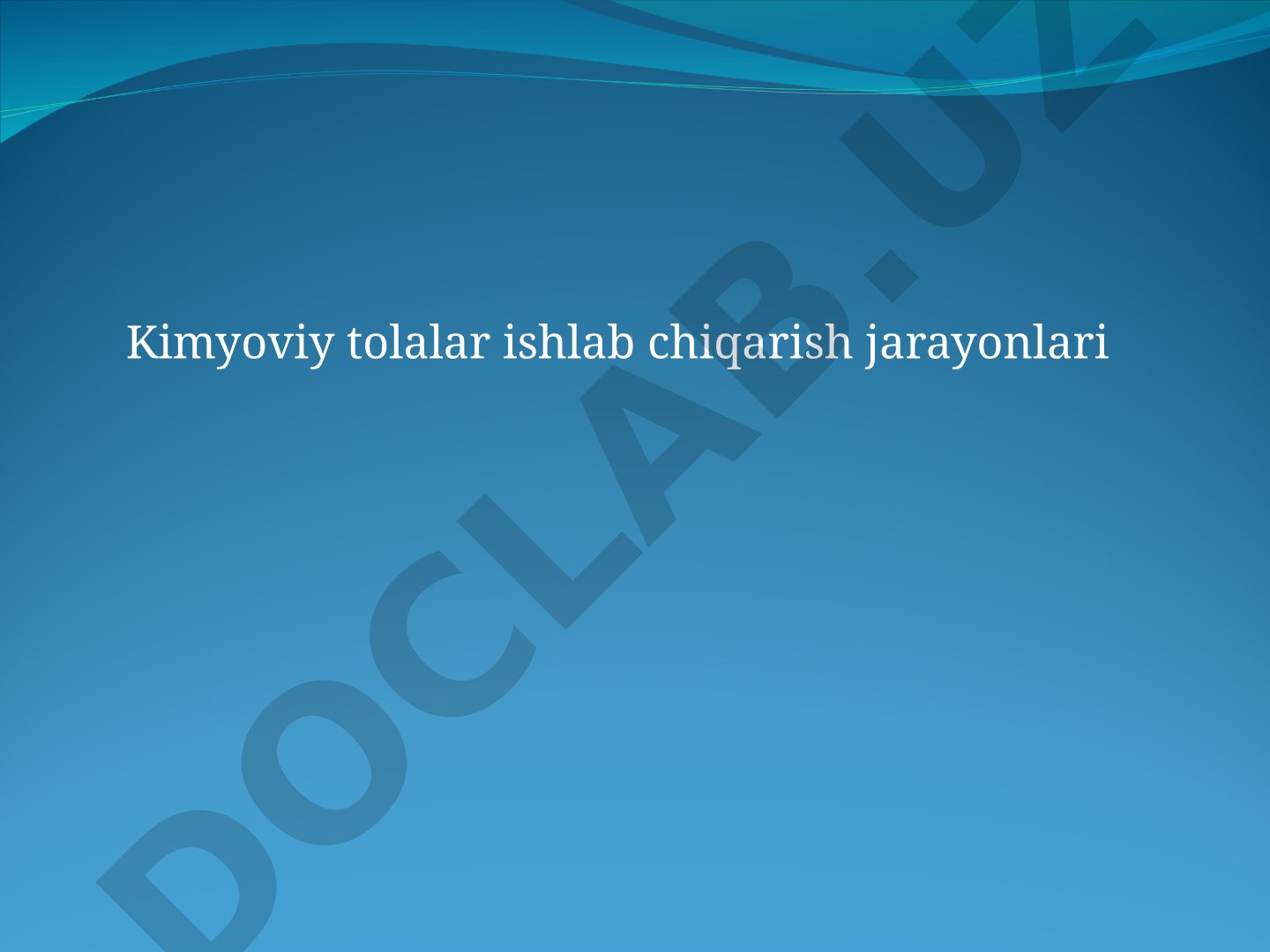 Kimyoviy tolalar ishlab chiqarish jarayonlari