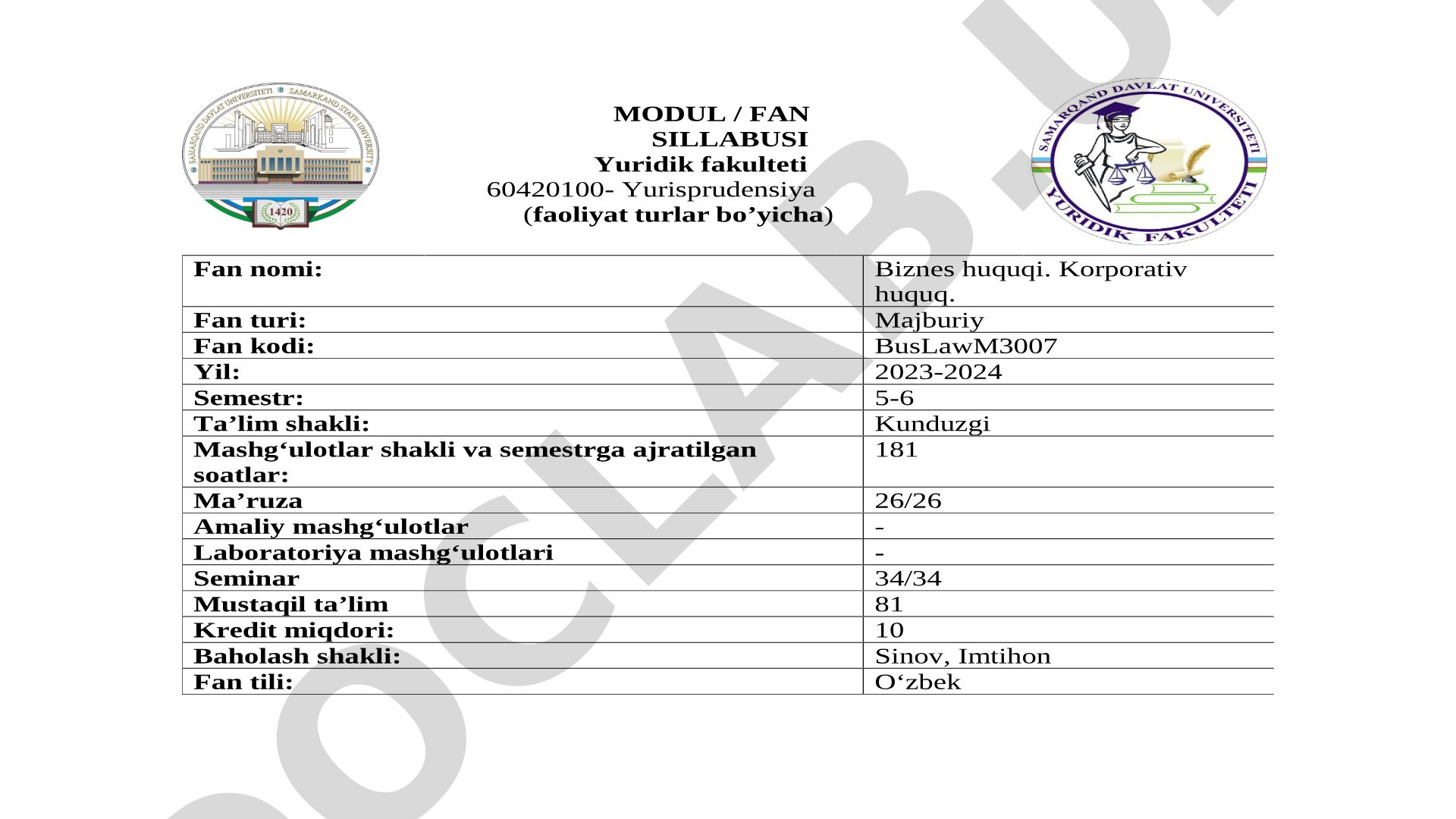 Korporativ huquq tushunchasi va uning belgilari