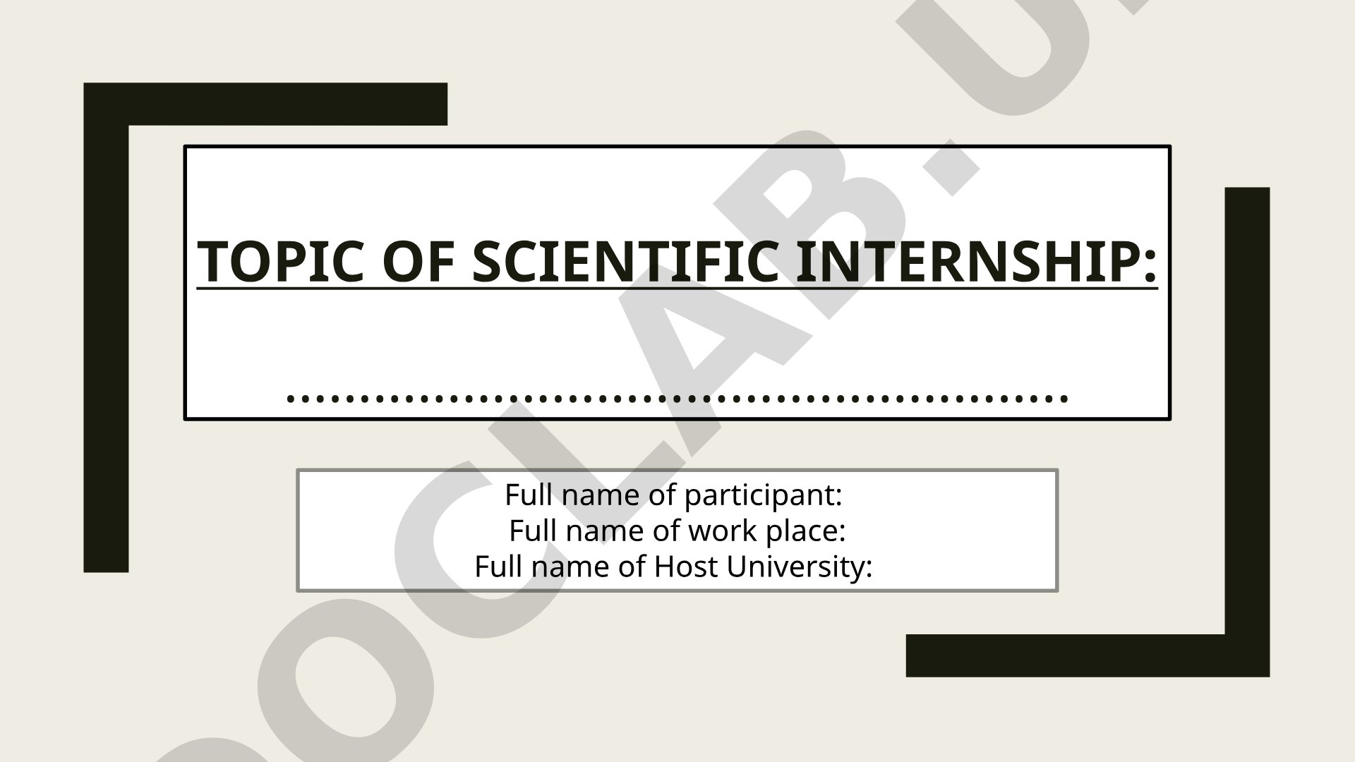 Scientific Internship Plan and Objectives