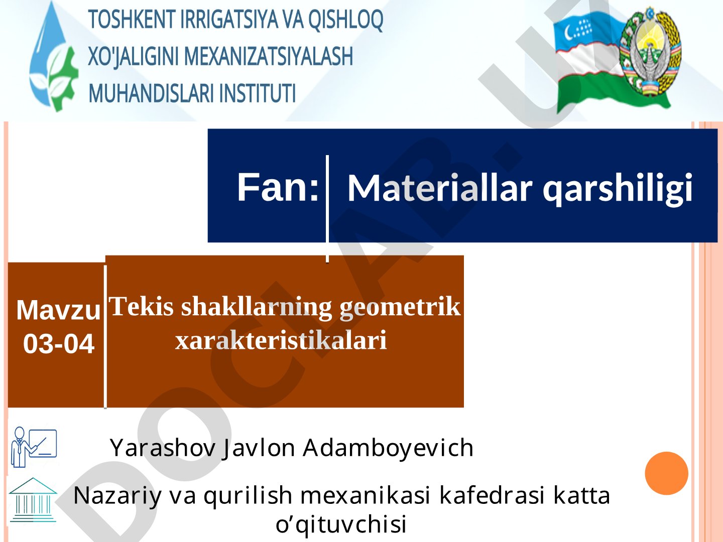 Tekis shakllarning geometrik xarakteristikalari