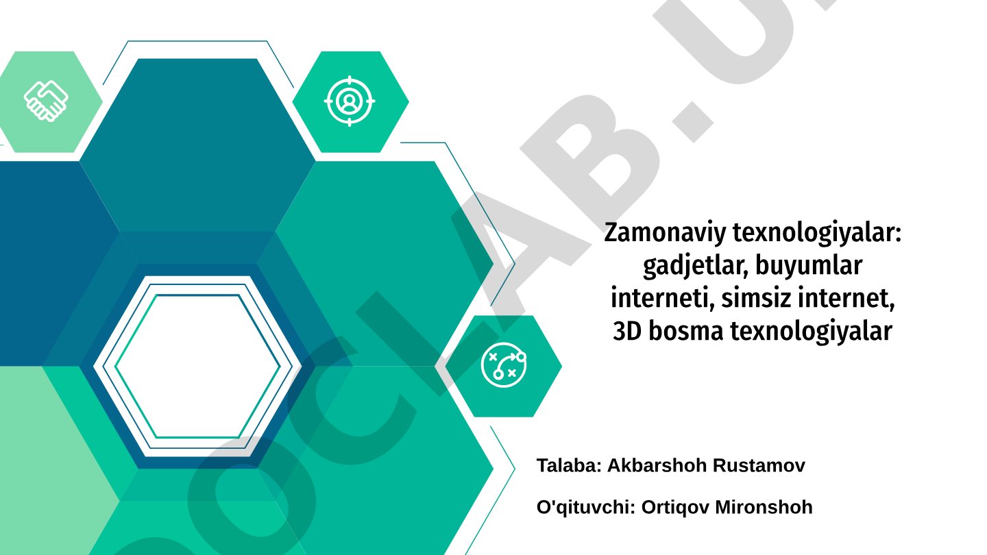 Zamonaviy texnologiyalar: gadjetlar, buyumlar interneti, simsiz internet, 3D bosma texnologiyalar