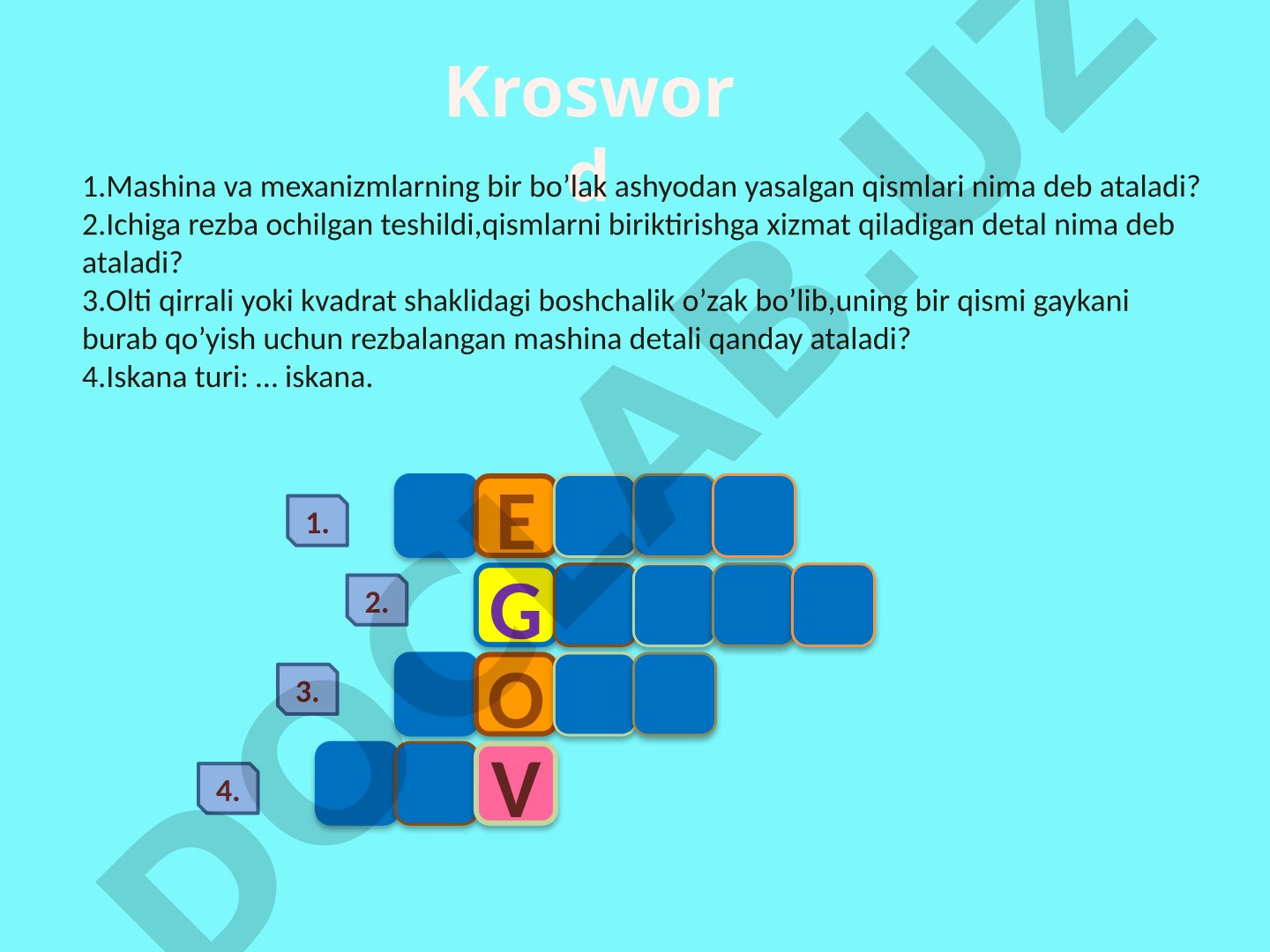 Mashina detallari krossvordi