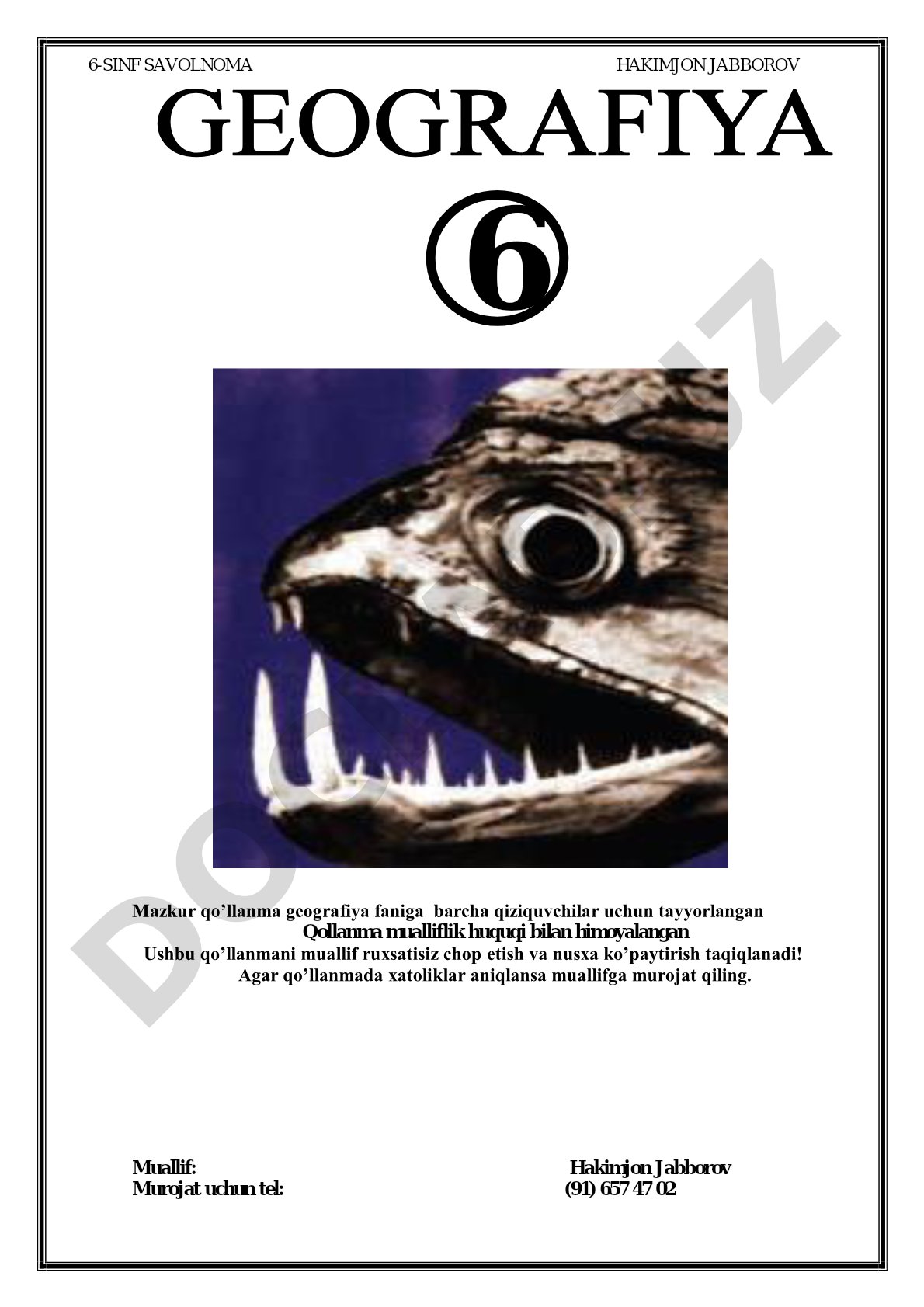 6-sinf tabiiy geografiya savolnomasi