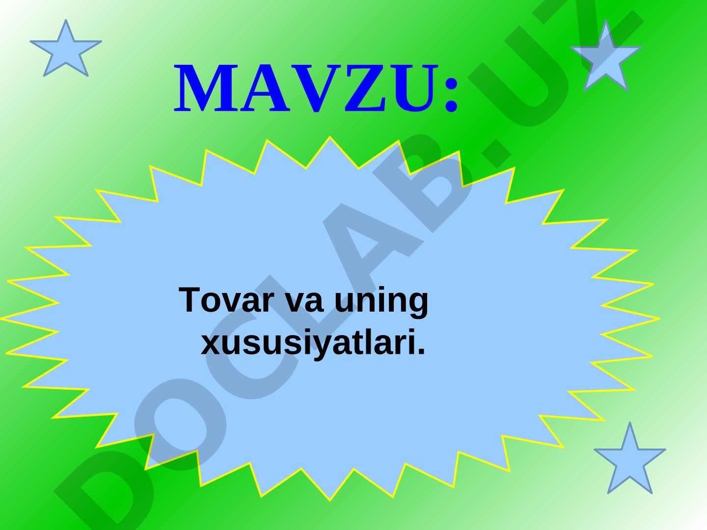Tovar va uning xususiyatlari