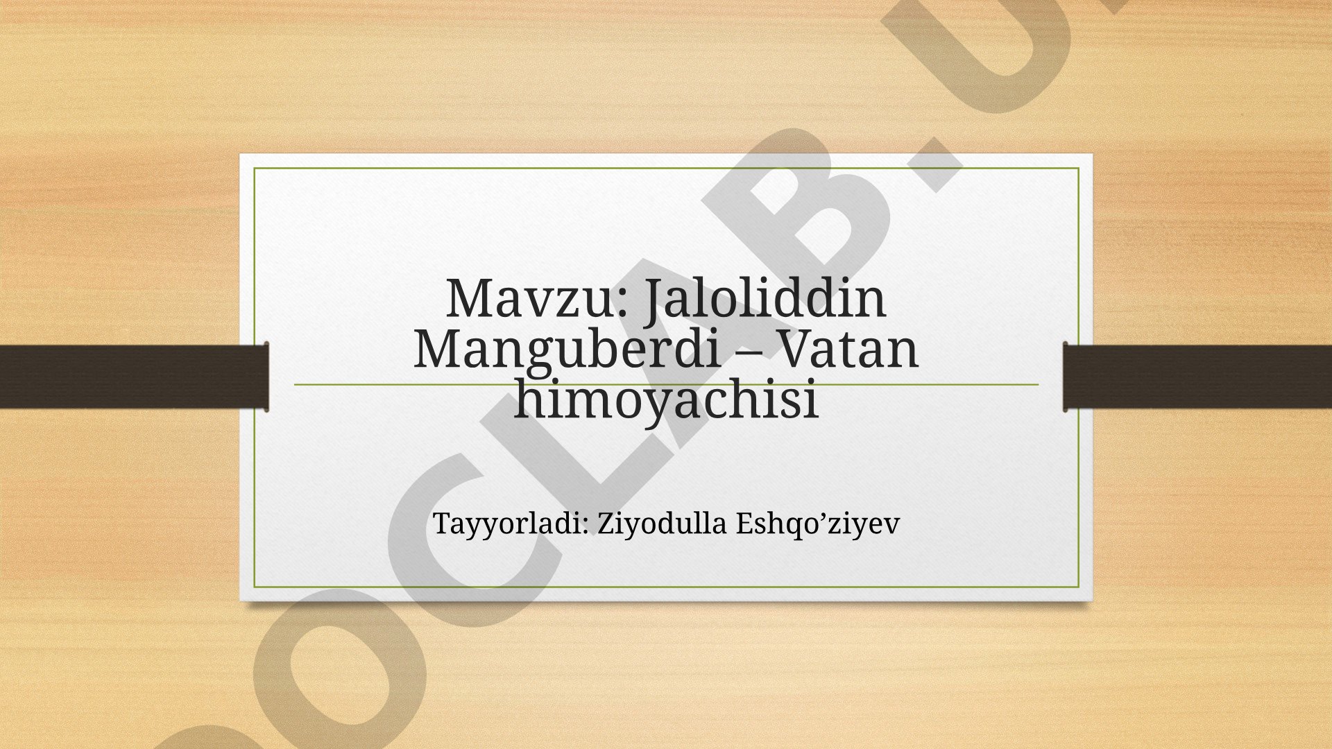 Jaloliddin Manguberdi – Vatan himoyachisi