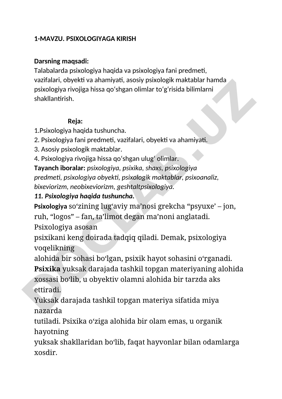 Psixologiyaga kirish