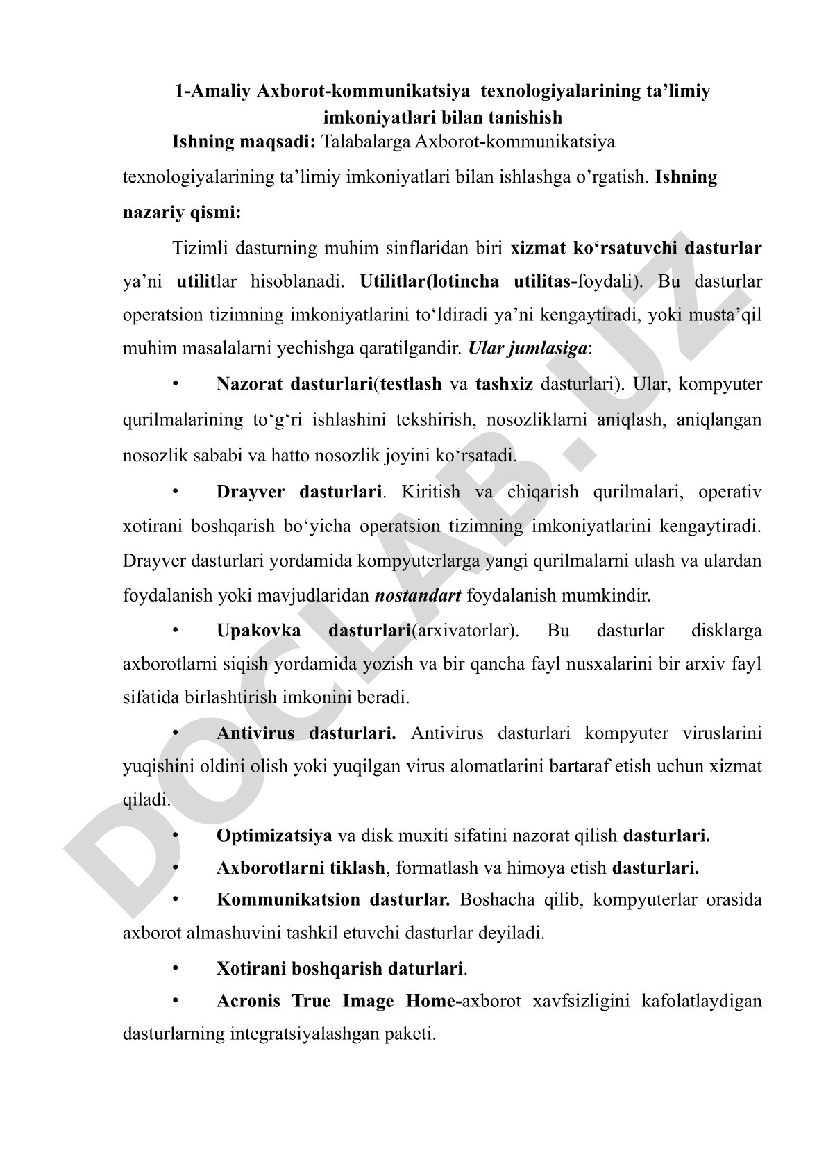 Axborot-kommunikatsiya texnologiyalarining ta’limiy imkoniyatlari bilan tanishish