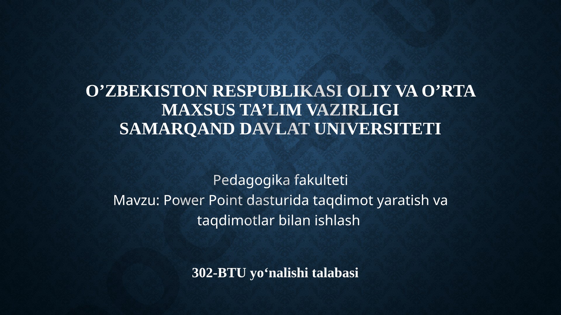Power Point dasturida taqdimot yaratish va taqdimotlar bilan ishlash