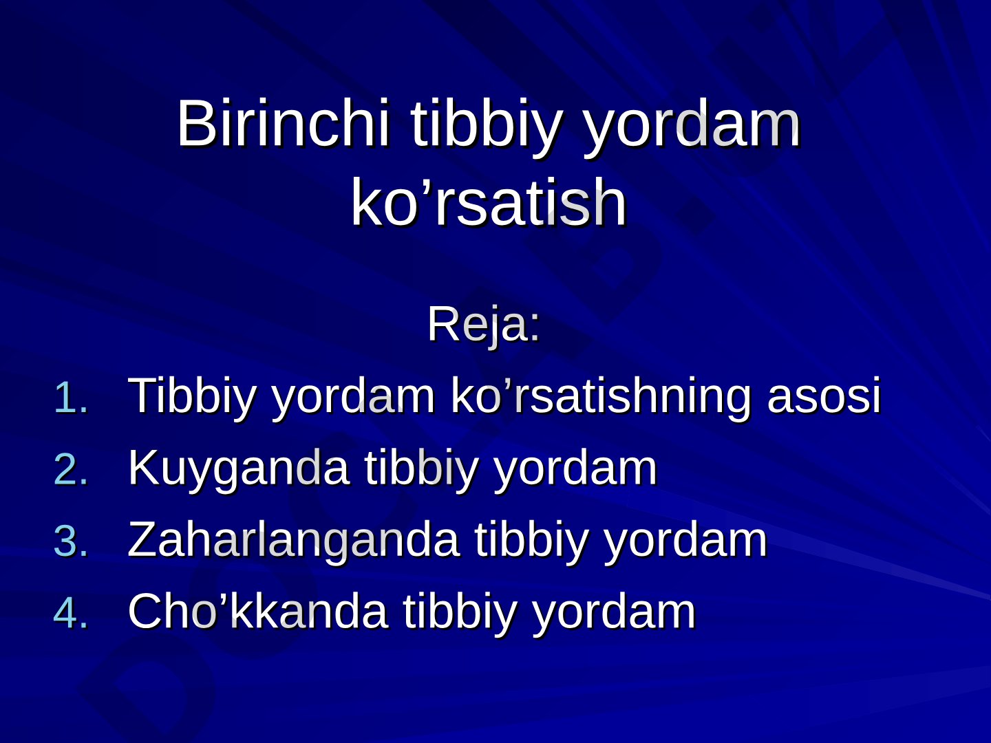 Birinchi tibbiy yordam ko’rsatish
