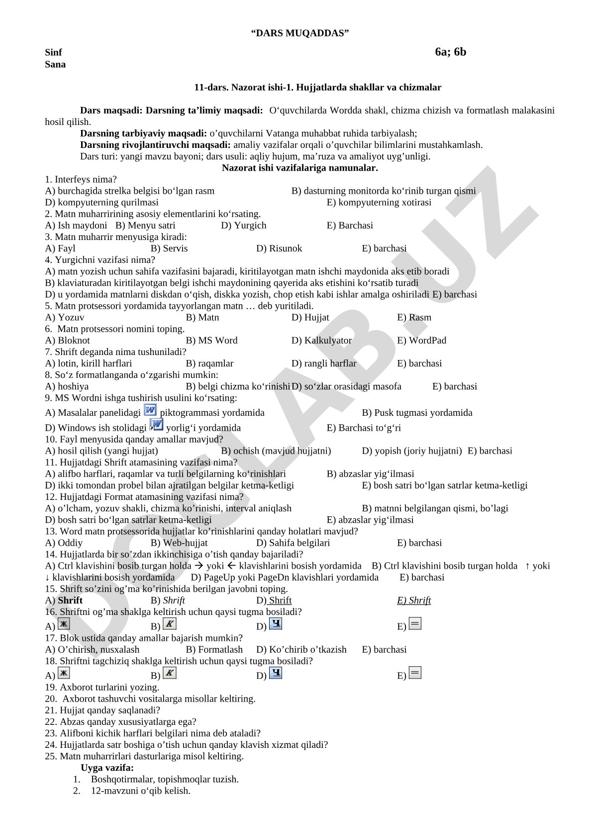 Wordda shakllar va chizmalar yaratish
