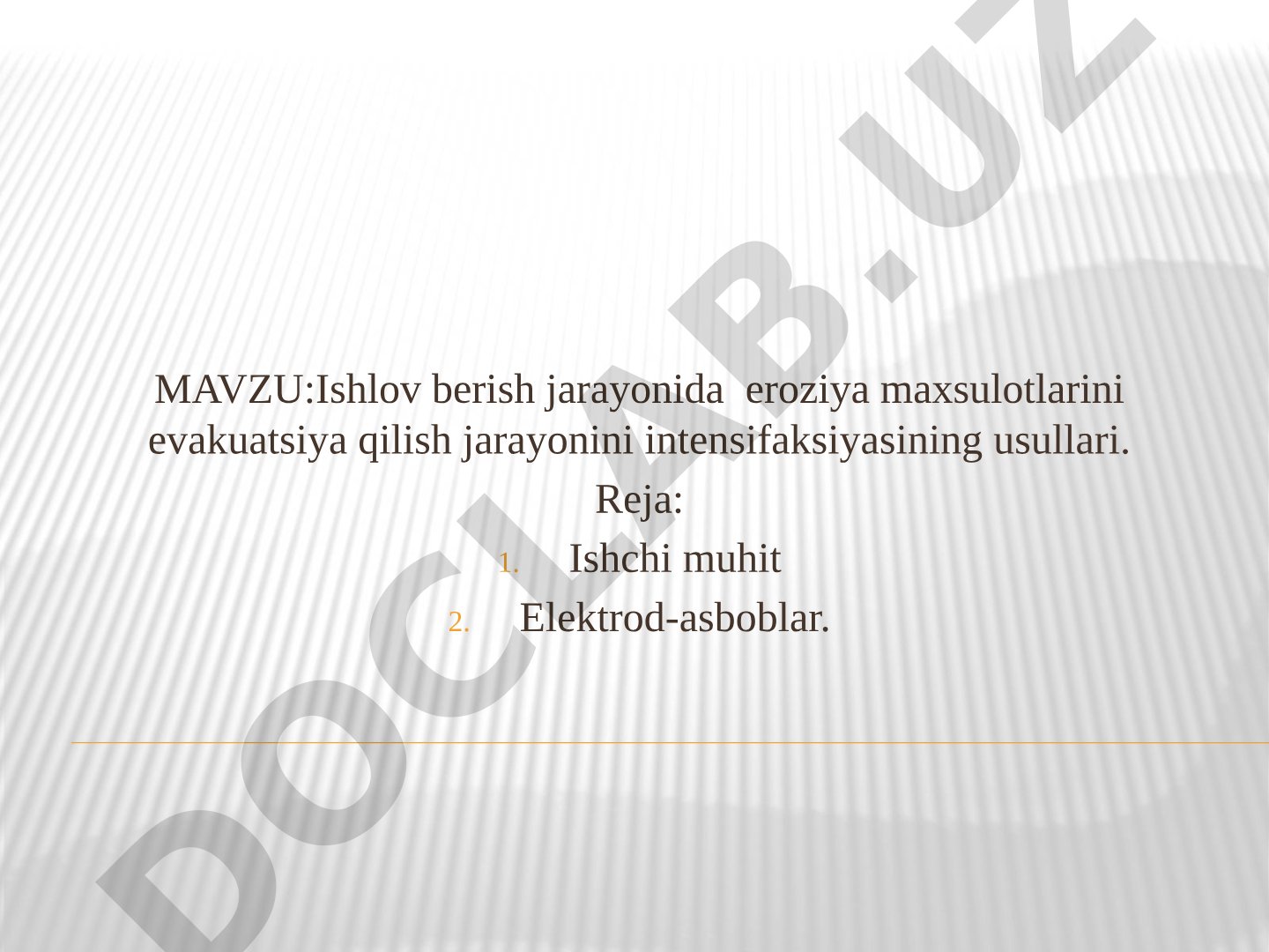Ishlov berish jarayonida eroziya maxsulotlarini evakuatsiya qilish jarayonini intensifaksiyasining usullari