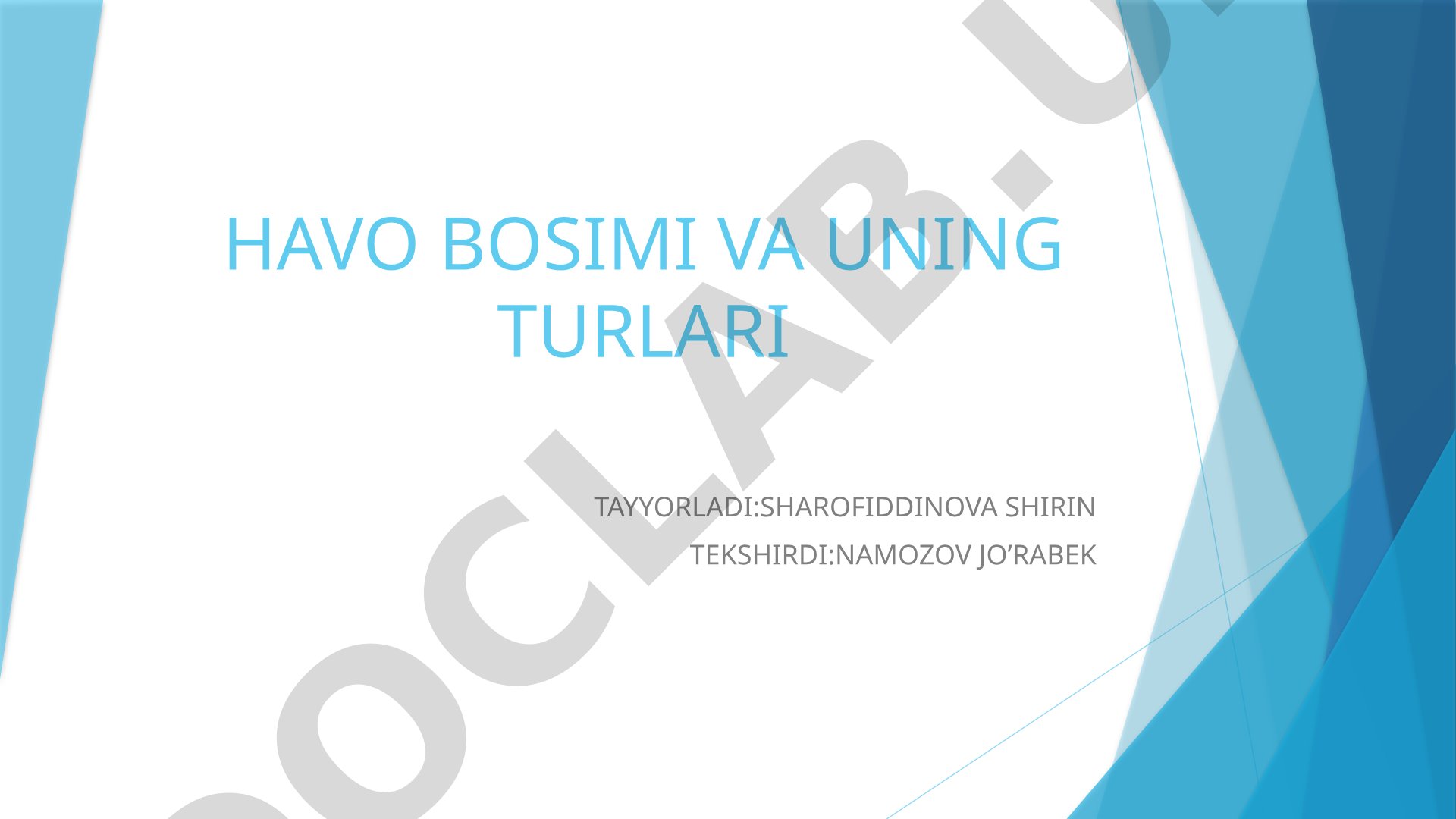 Havo bosimi va uning turlari
