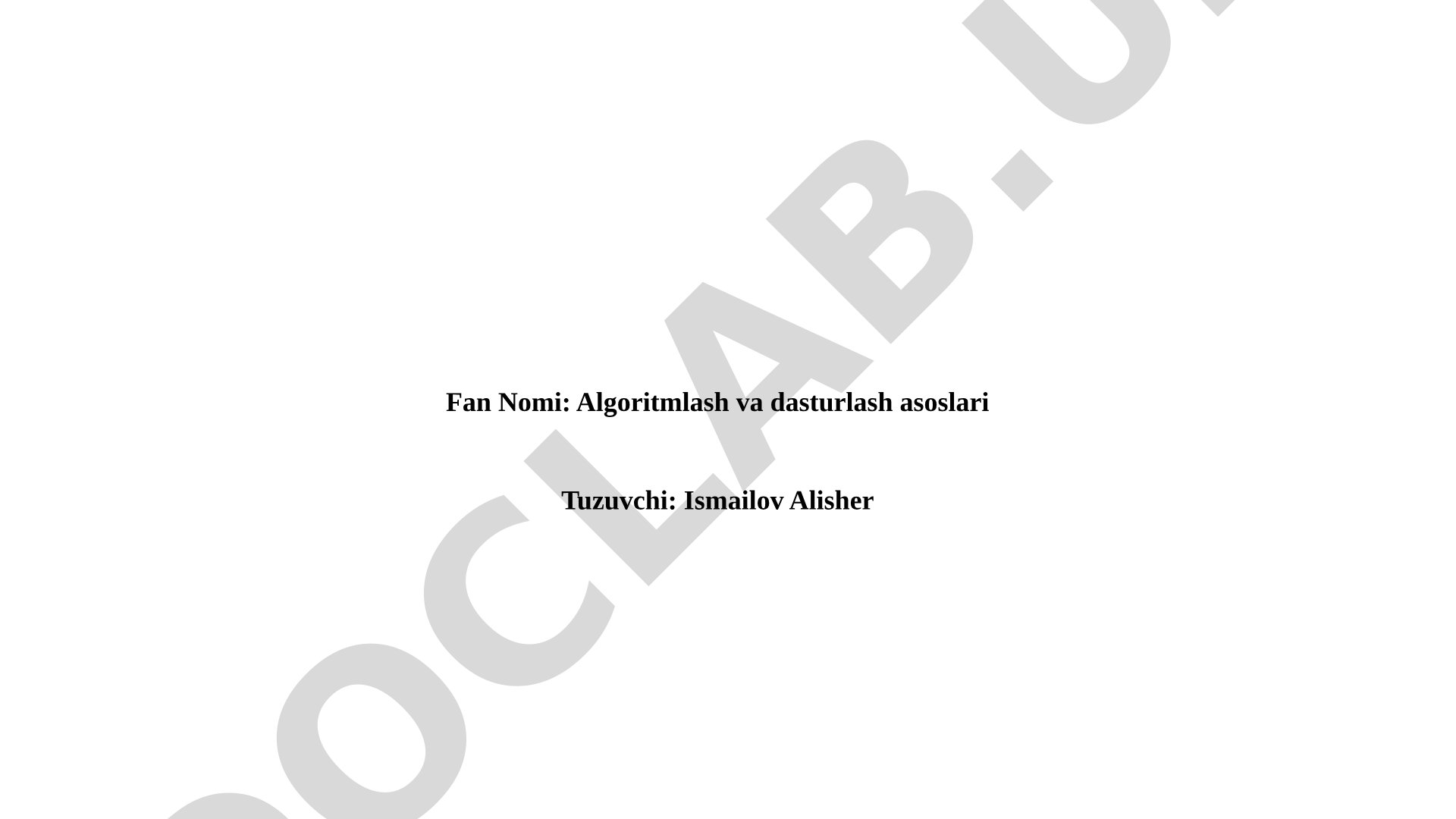 Algoritim xossalari va yozuv shakllari. (amaliy) Chiziqli algoritmlar