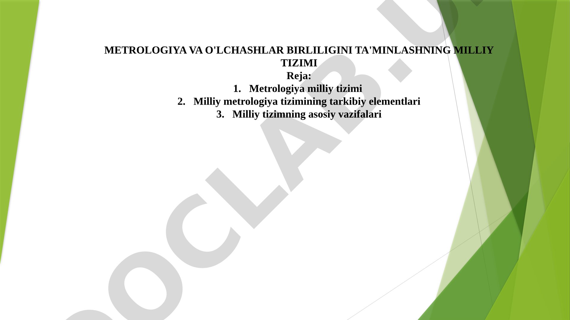 Metrologiya va o'lchashlar birligini ta'minlashning milliy tizimi