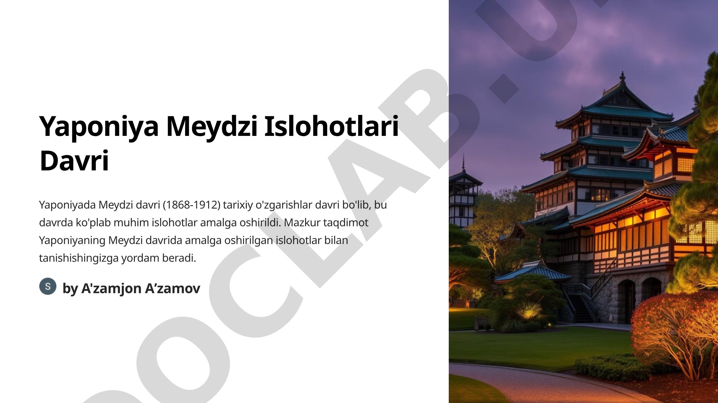 Yaponiya Meydzi Islohotlari Davri