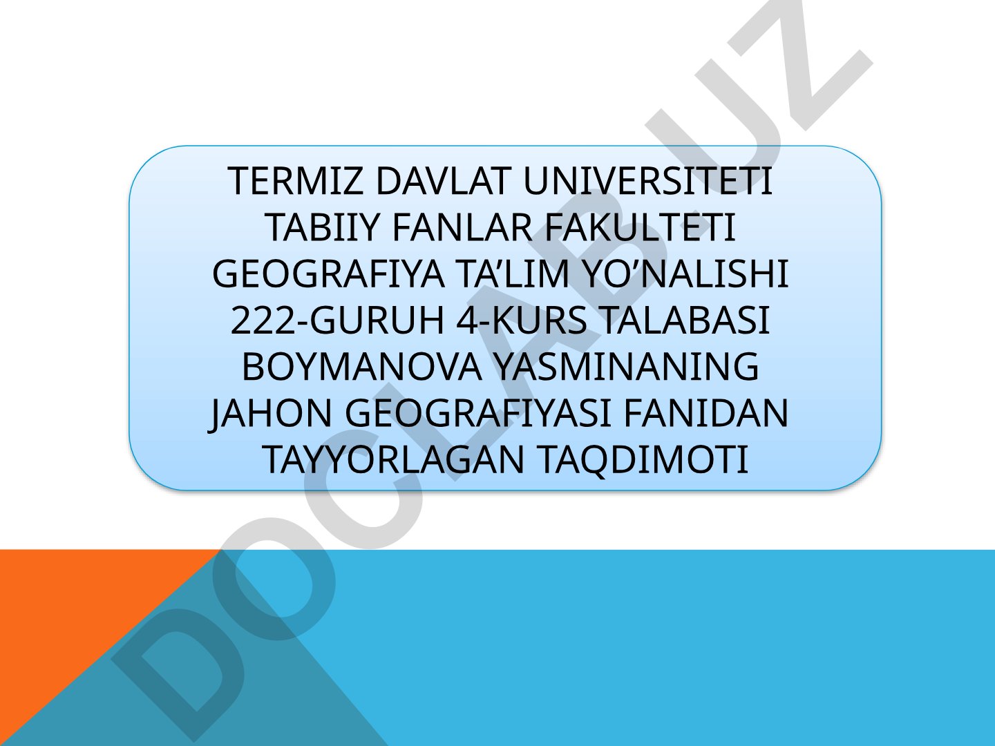 O'rta Osiyo davlatlarining ekologik muammolari, demografiyasi va iqtisodiy salohiyati