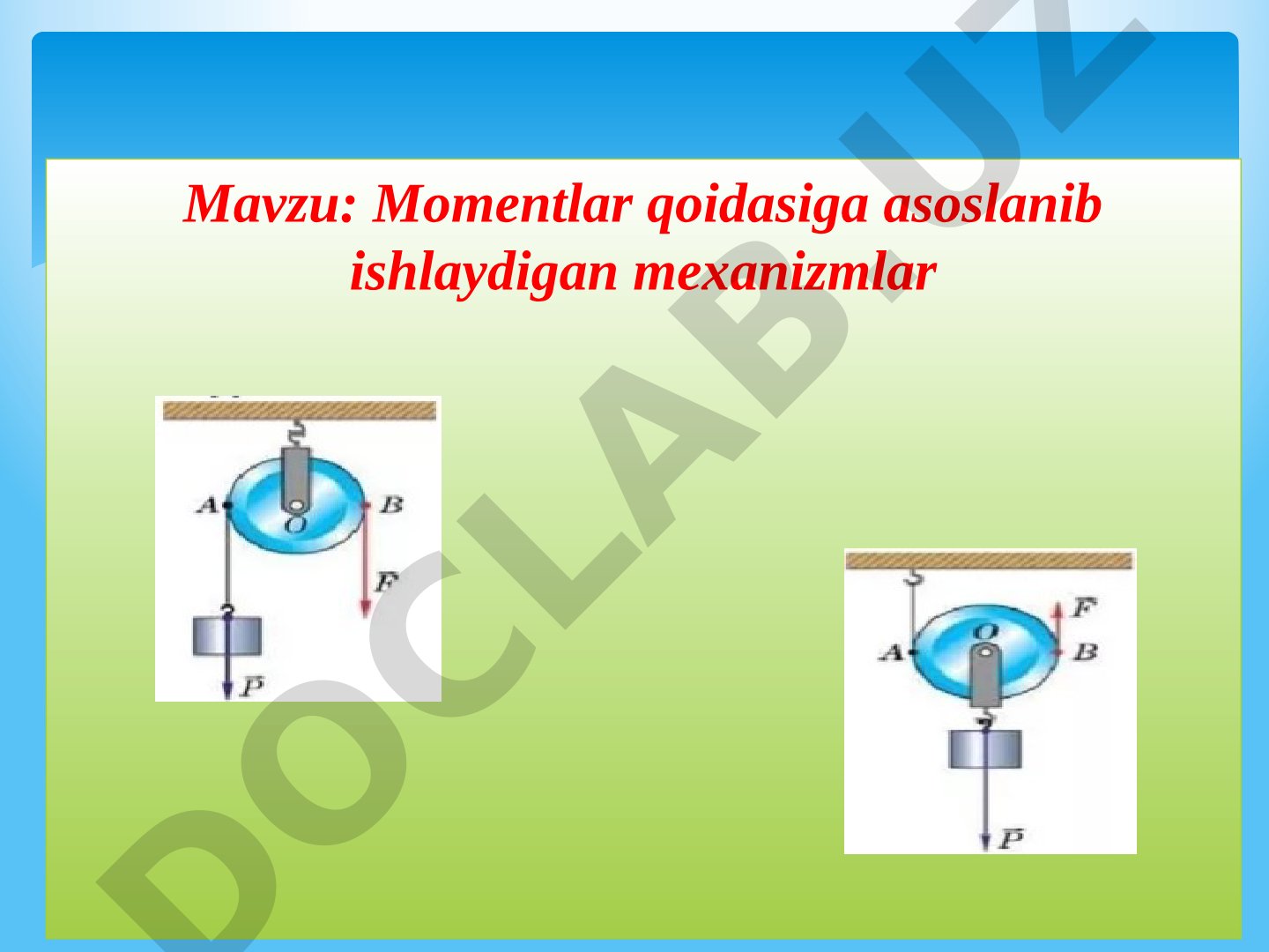 Momentlar qoidasiga asoslanib ishlaydigan mexanizmlar