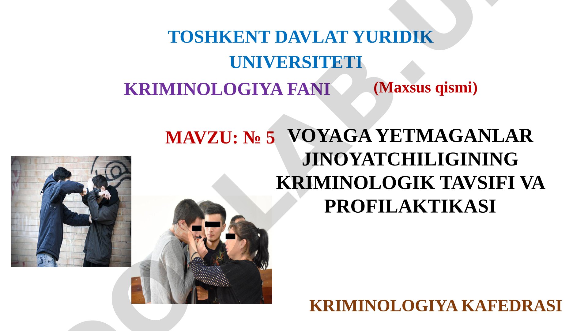 Voyaga yetmaganlar jinoyatchiligining kriminologik tavsifi va profilaktikasi