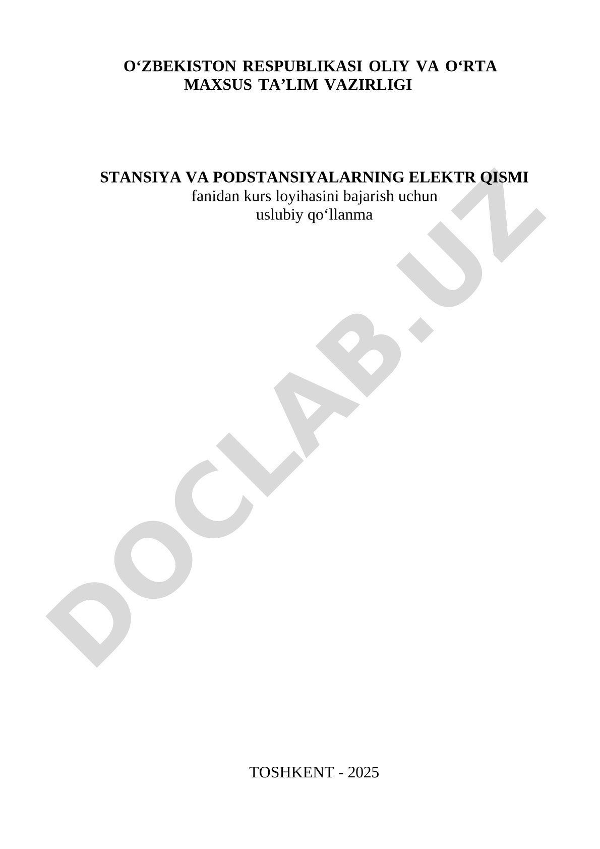 Stansiya va podstansiyalarning elektr qismi