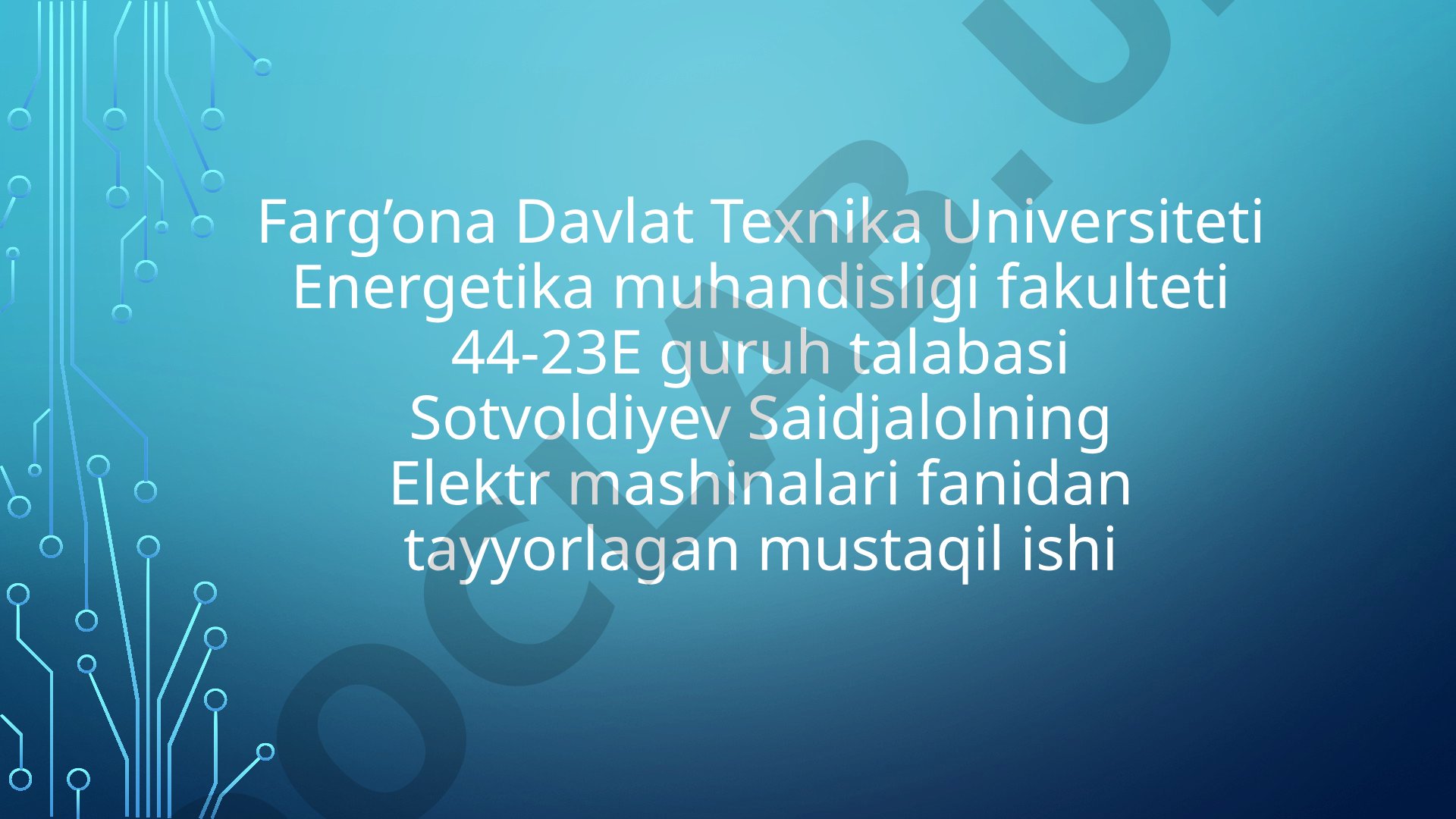 Elektr mashinalarining qisqa tutashuv va bo'sh yurish rejimlari