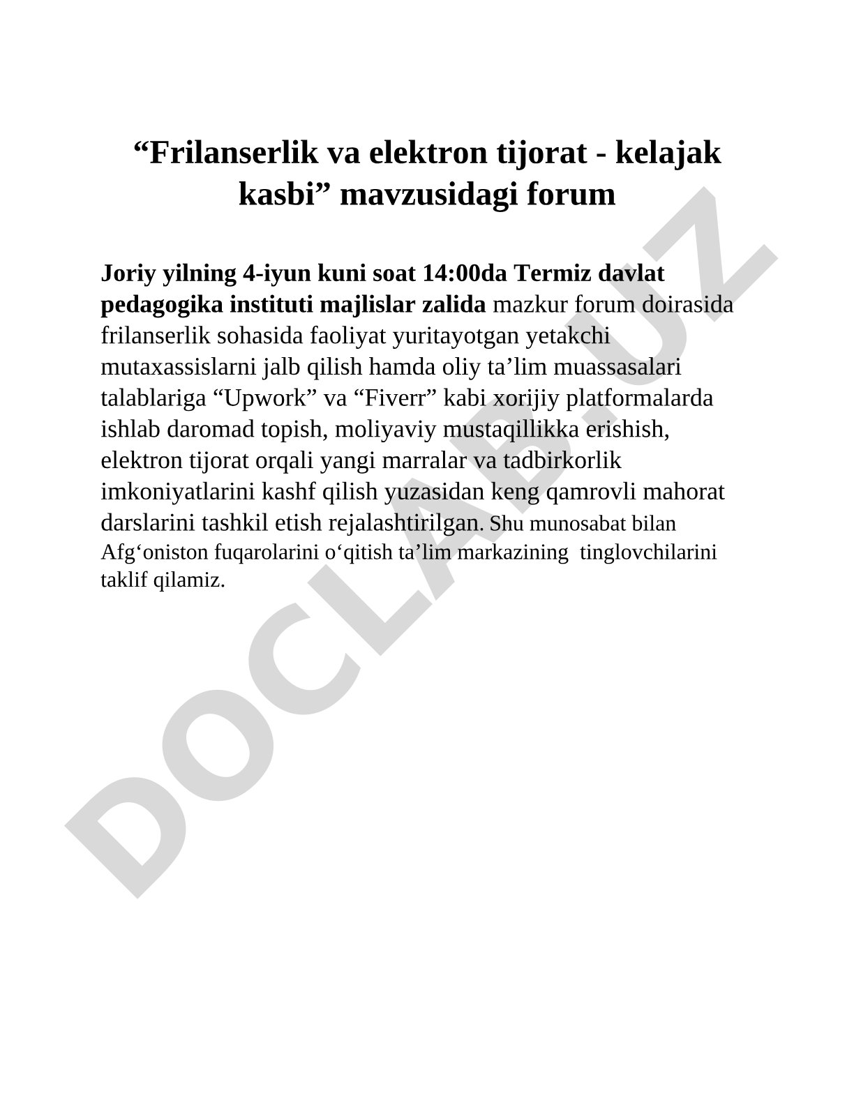 Frilanserlik va elektron tijorat - kelajak kasbi