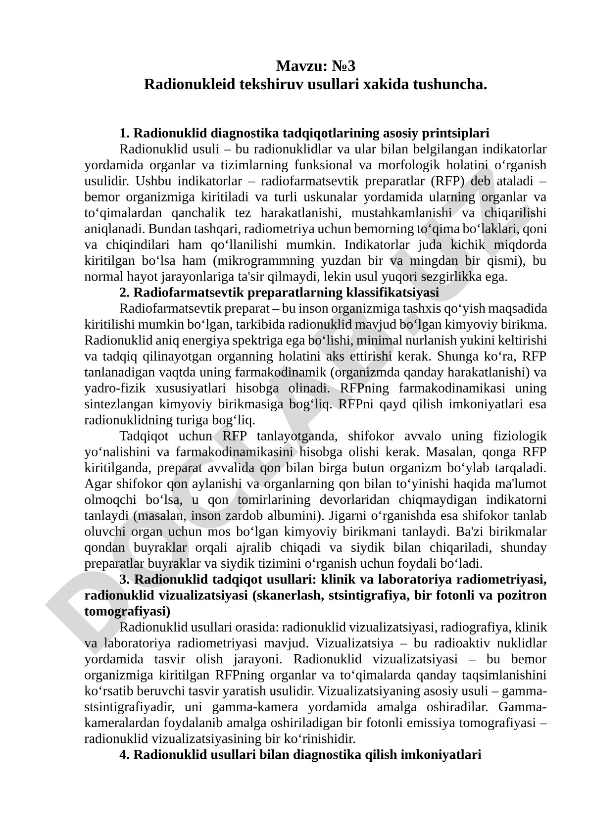 Radionukleid tekshiruv usullari xakida tushuncha