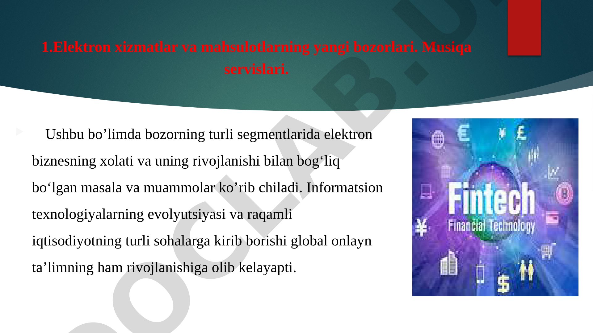 Raqamli biznes bozori va elektron marketing