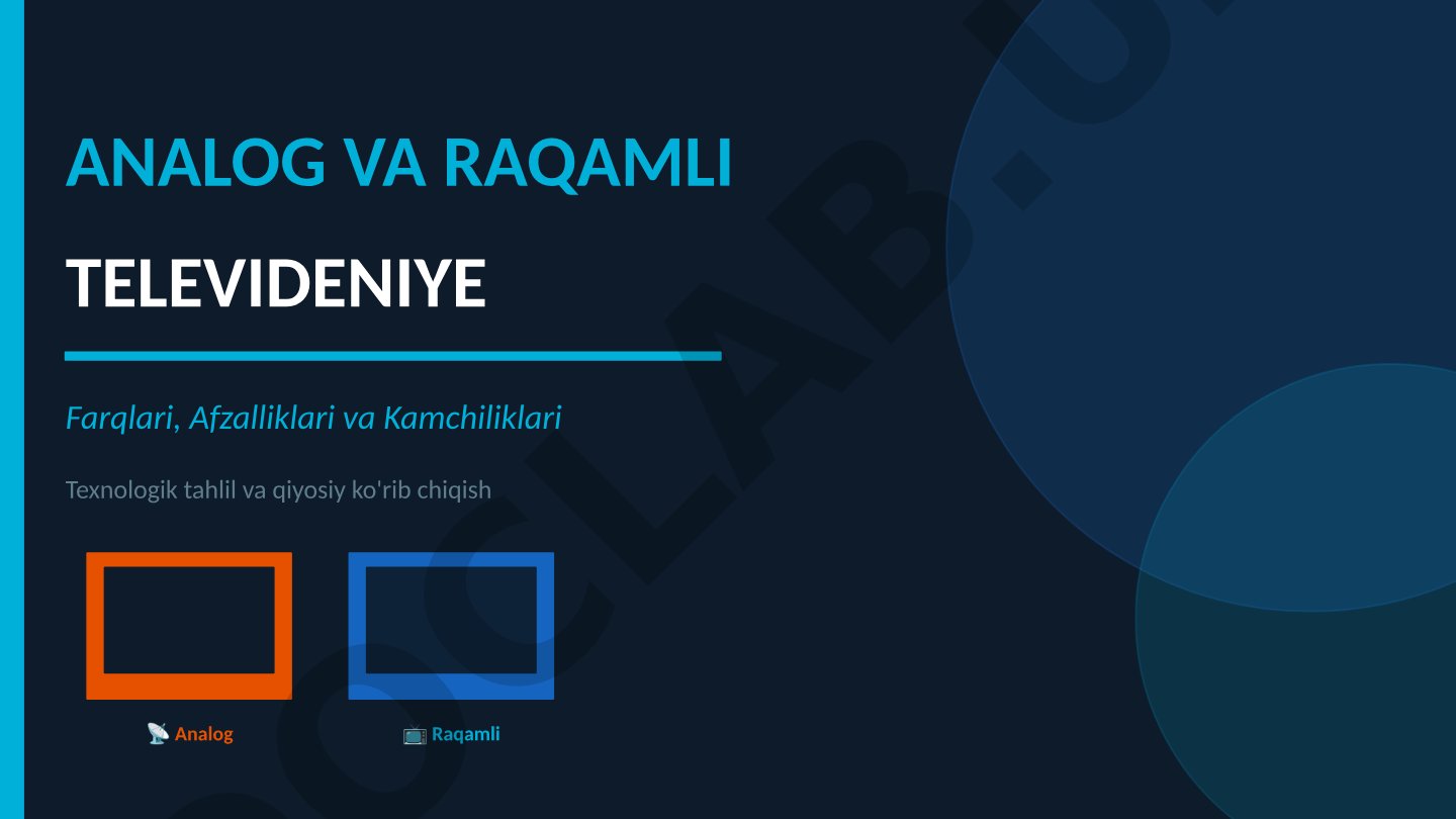 ANALOG VA RAQAMLI TELEVIDENIYE Farqlari, Afzalliklari va Kamchiliklari