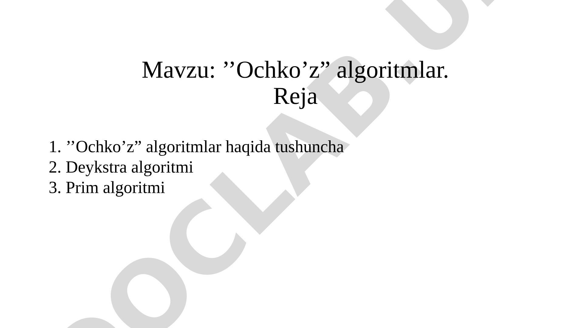 Ochko'z algoritmlar