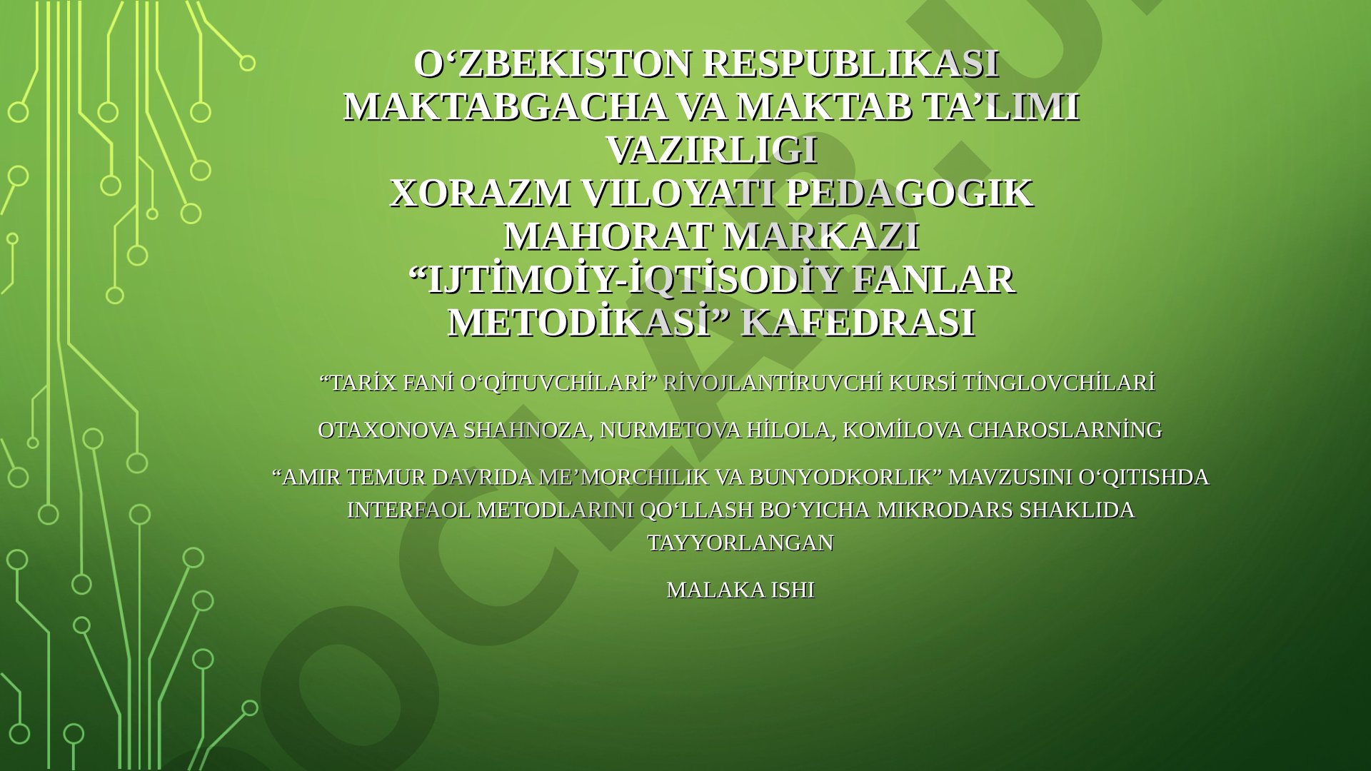Amir Temur davrida me’morchilik va bunyodkorlik