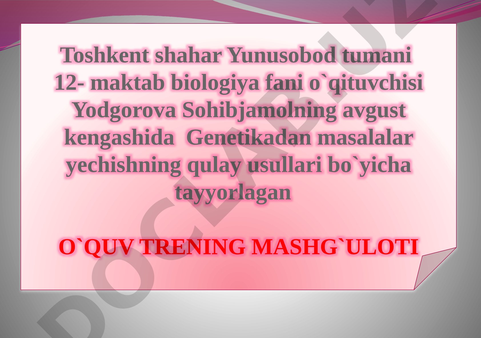 Genetikadan masalalar yechishning qulay usullari