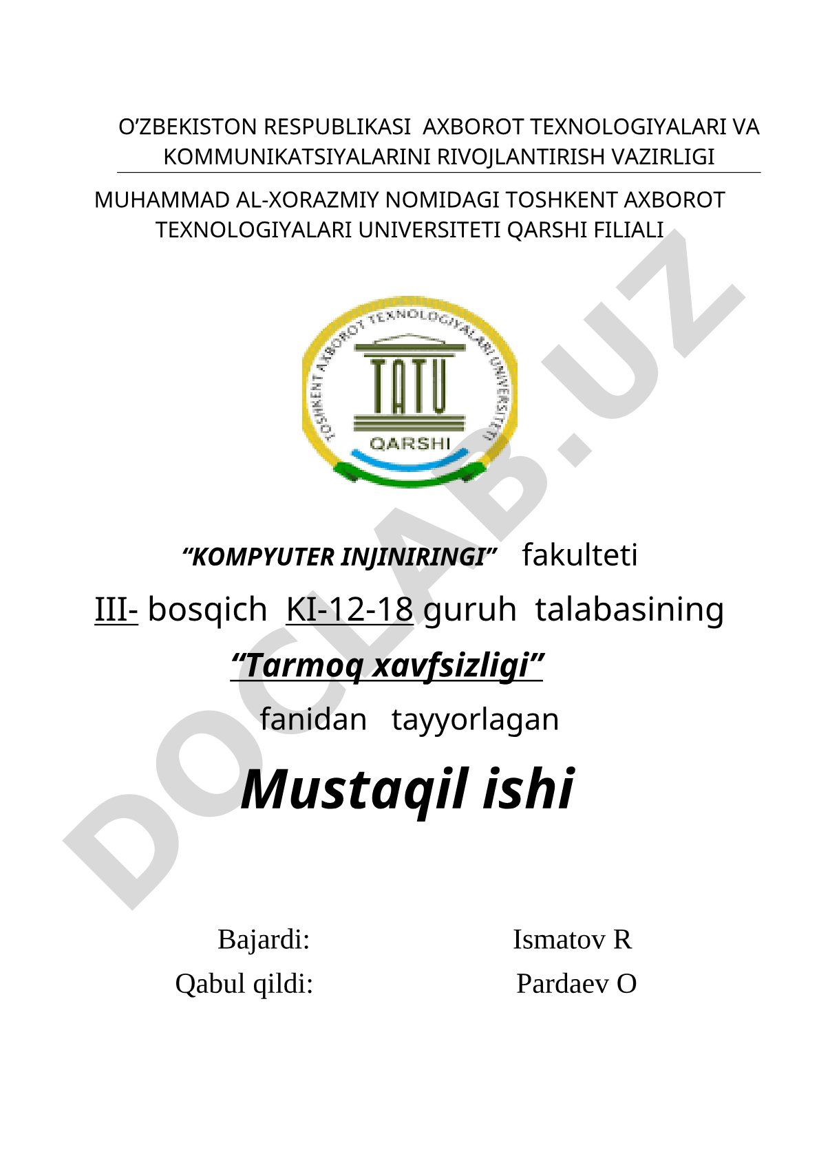Bulutli hisoblash tizimlarida axborot xavfsizligi