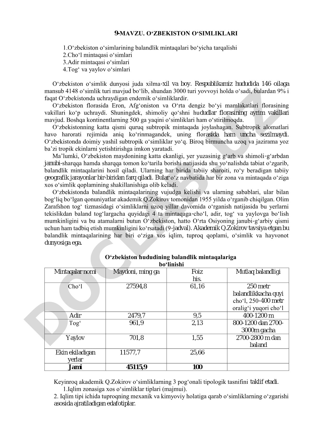 O'zbekiston o'simliklari