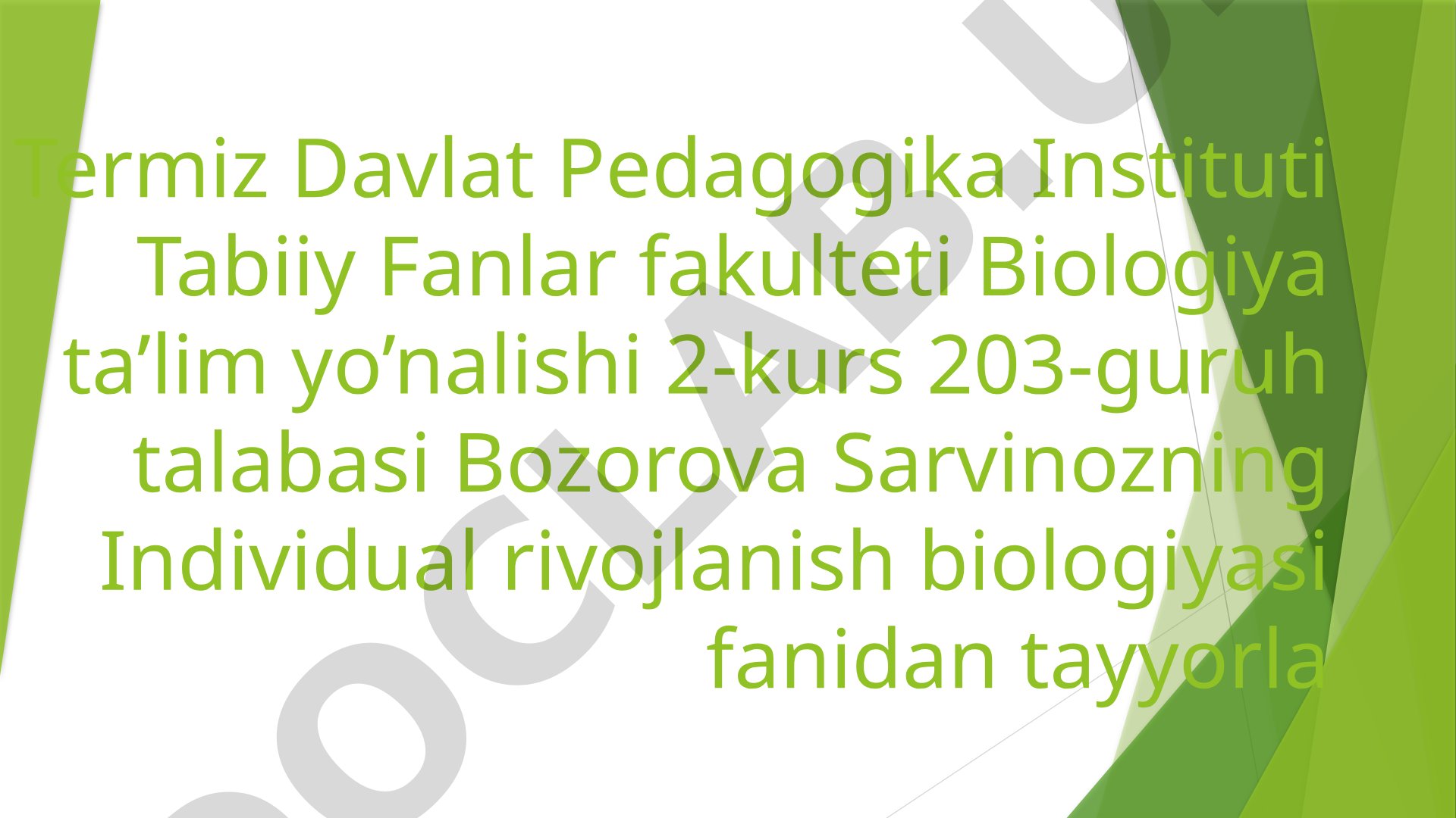 Odam askaridasining kòpayishi va Individual rivojlanishi