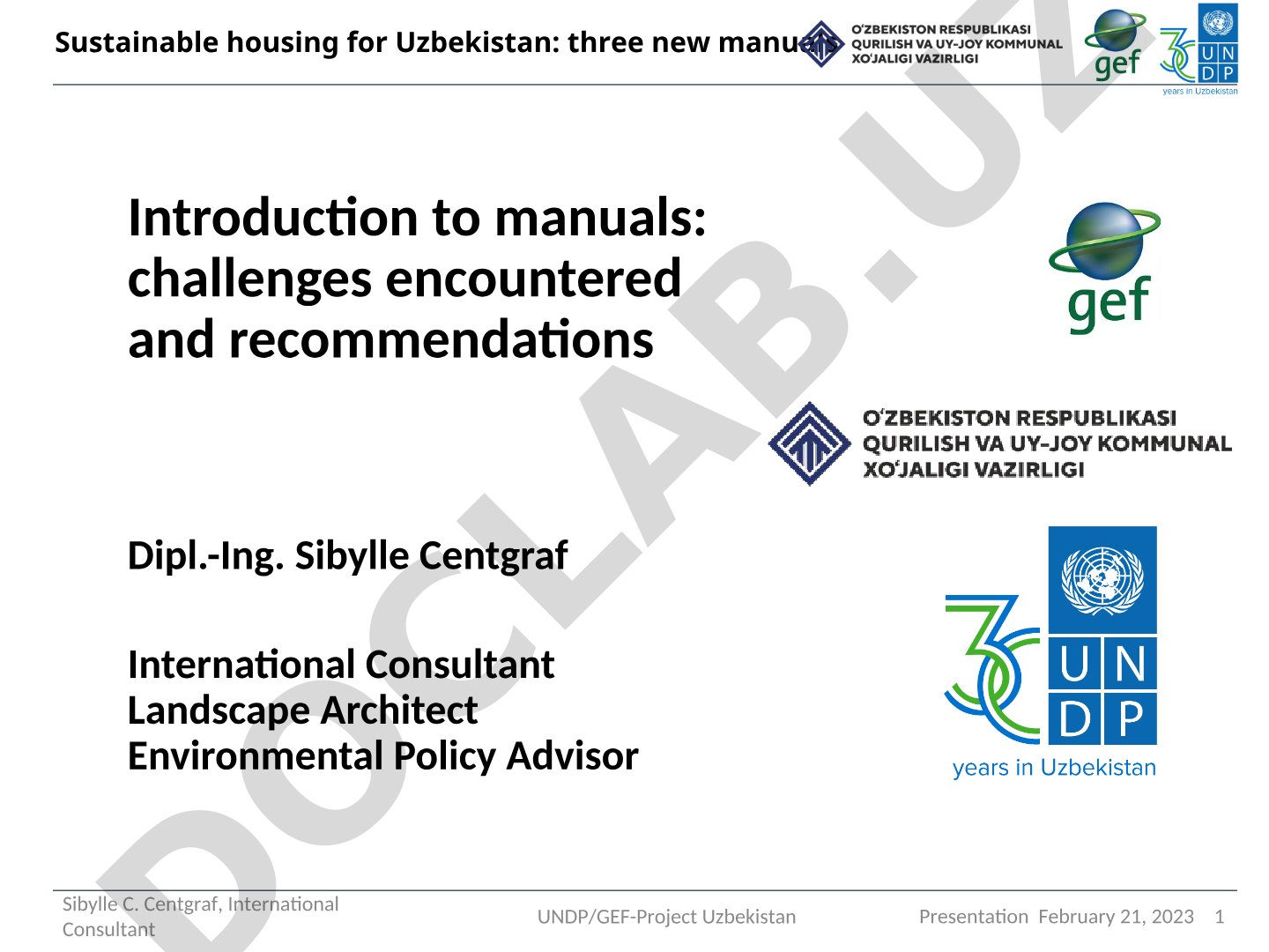 Sustainable housing for Uzbekistan: three new manuals